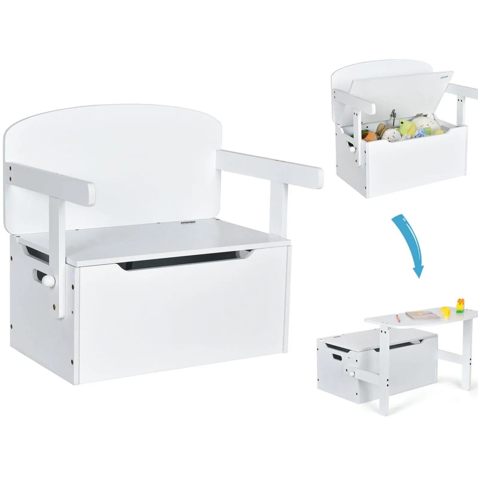Kinder Little Helper 3-in-1-Tisch- und Stuhlset für Kinder | Aktivitätsbank | Aufbewahrungsbox für Holzspielzeug | 3–7 Jahre
