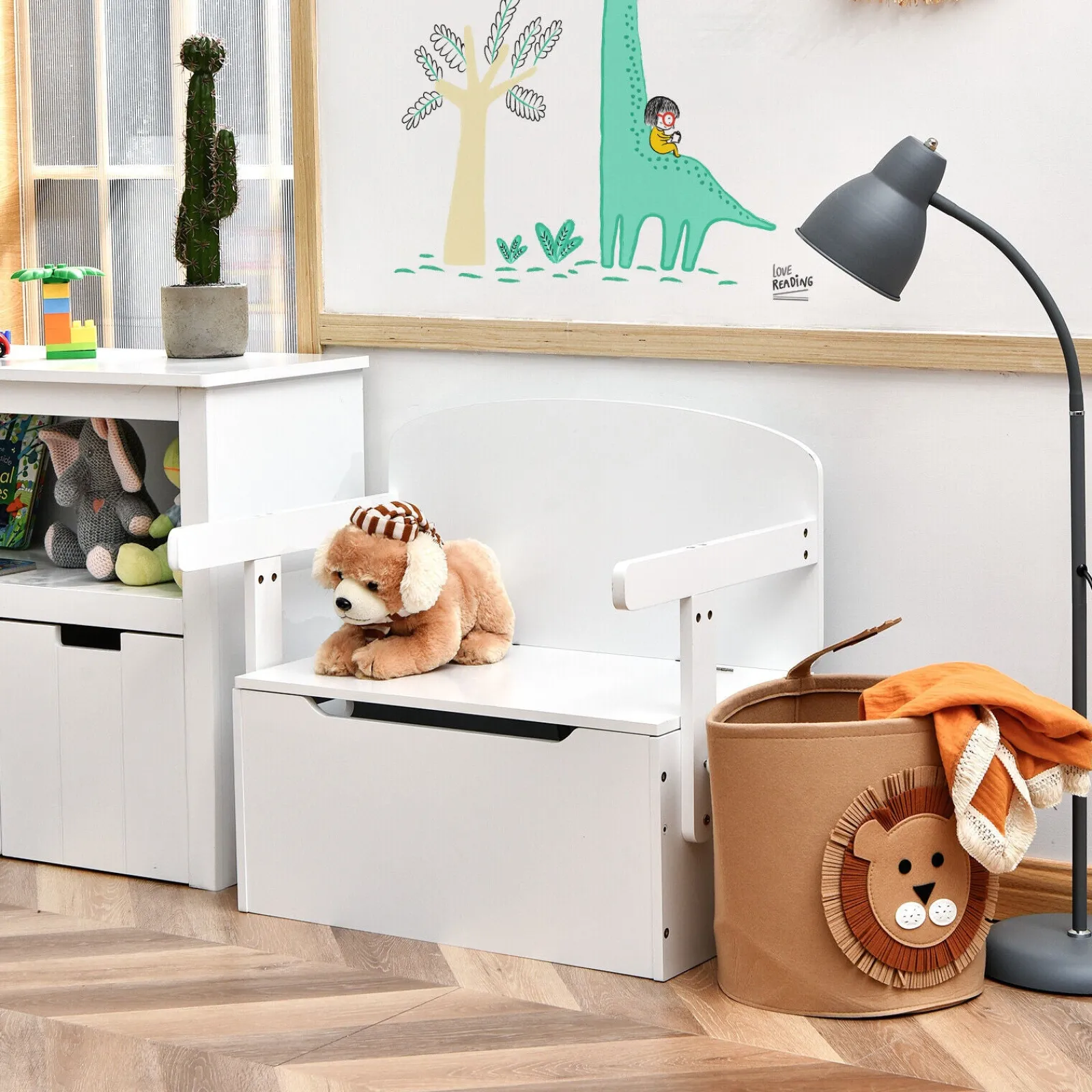 Kinder Little Helper 3-in-1-Tisch- und Stuhlset für Kinder | Aktivitätsbank | Aufbewahrungsbox für Holzspielzeug | 3–7 Jahre