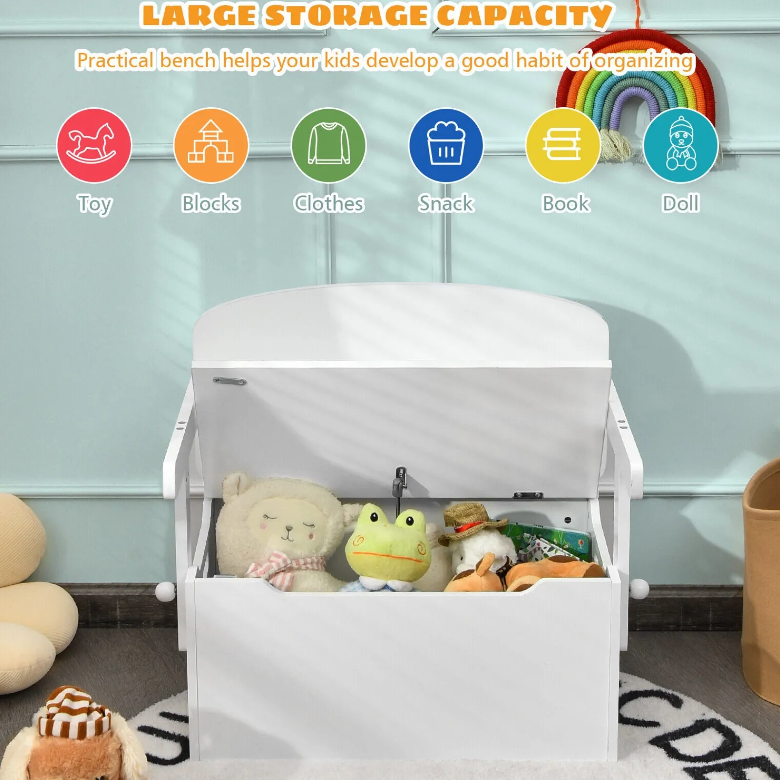 Kinder Little Helper 3-in-1-Tisch- und Stuhlset für Kinder | Aktivitätsbank | Aufbewahrungsbox für Holzspielzeug | 3–7 Jahre