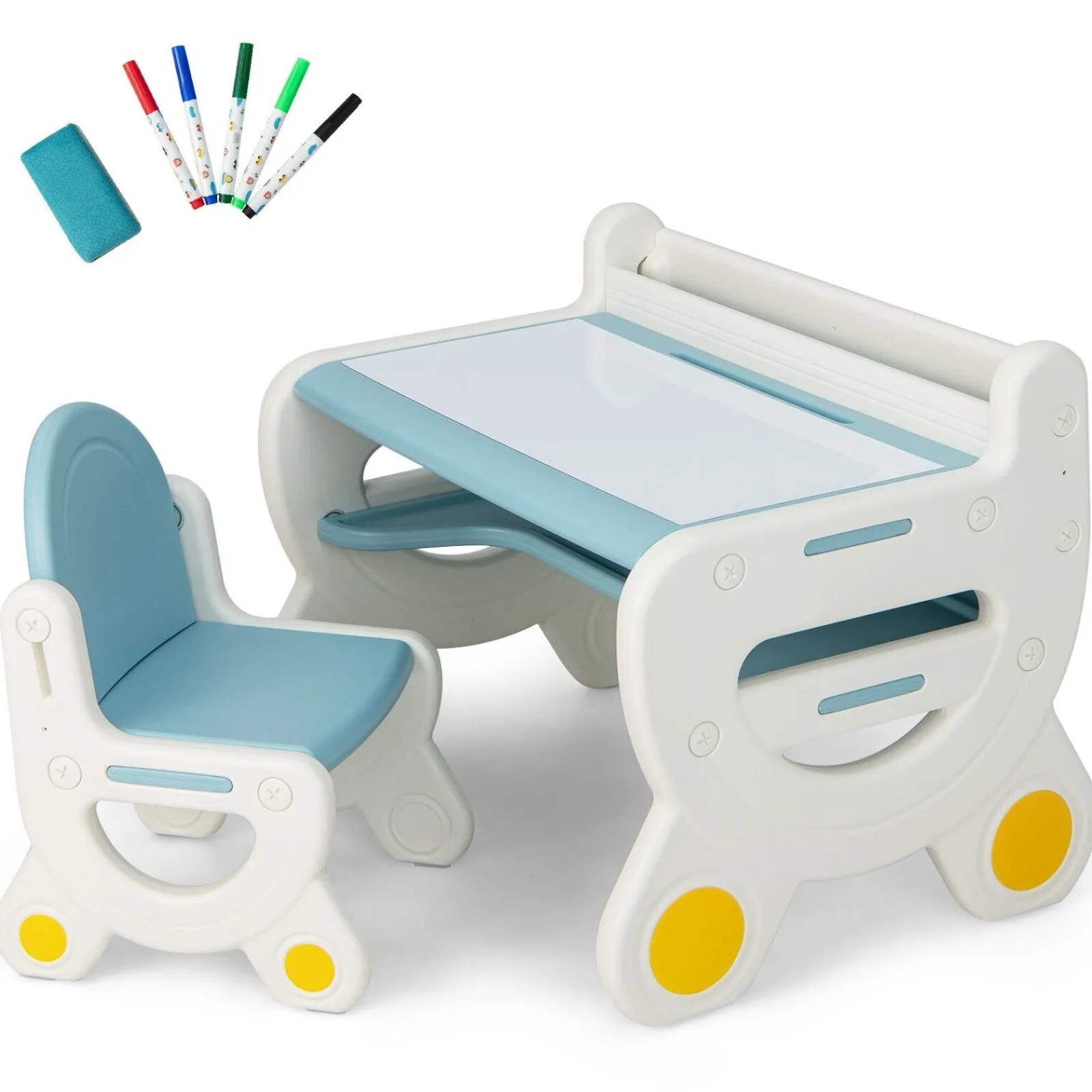 Kinder Little Helper 2-in-1-Tisch- und Stuhlset für Kinder mit Whiteboard-Oberseite und Stauraum | Aktivitätstisch für Kleinkinder | Radiergummi und trocken abwischbare Stifte