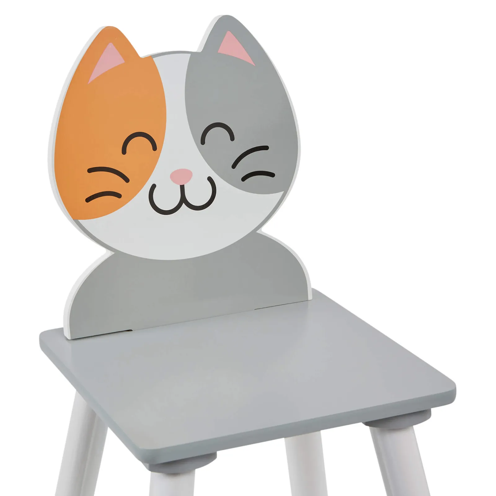 Kinder Little Helper Kinder | Kindertisch- und Stuhlset aus Holz für 2 | Weiß | Katzen- und Hundedesign