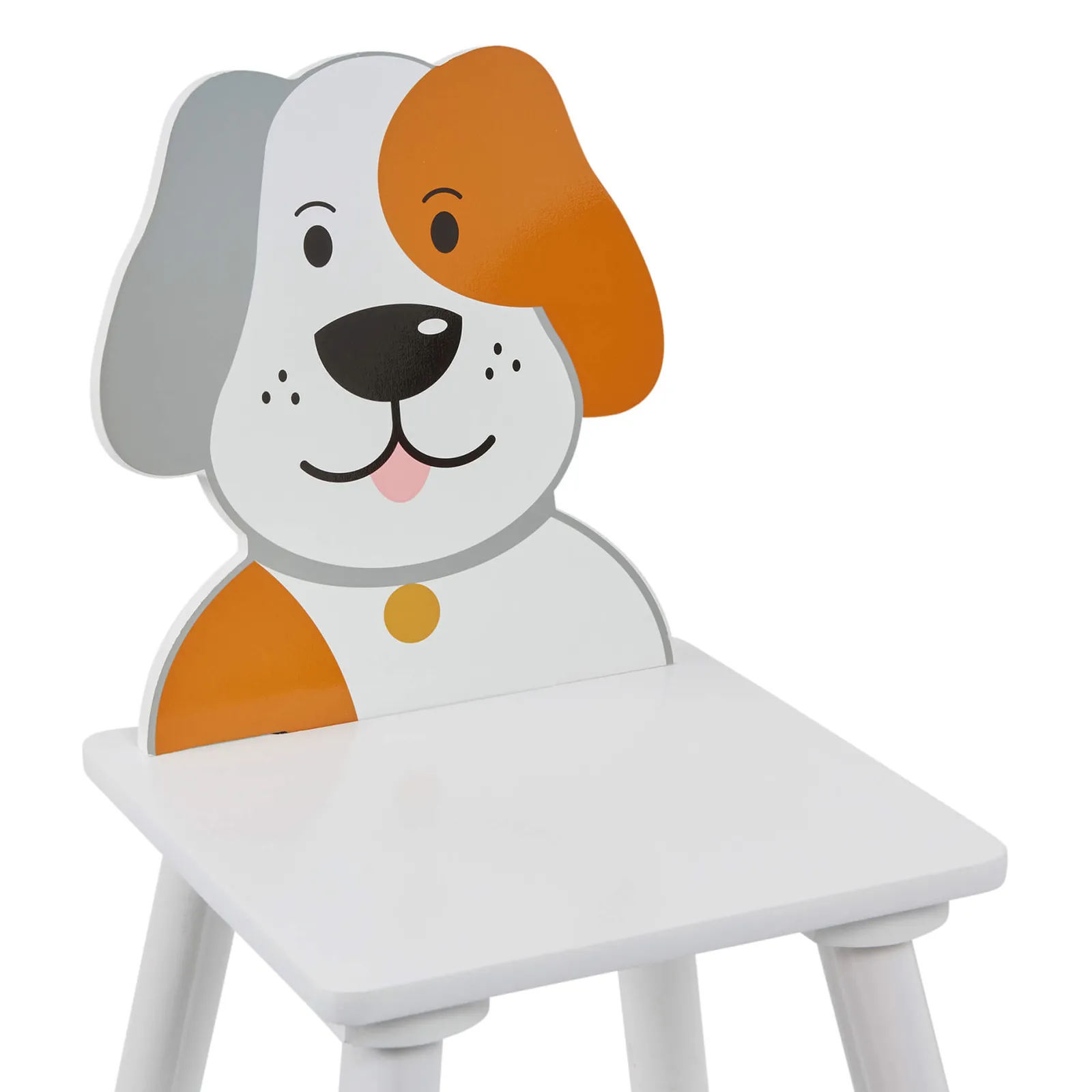 Kinder Little Helper Kinder | Kindertisch- und Stuhlset aus Holz für 2 | Weiß | Katzen- und Hundedesign