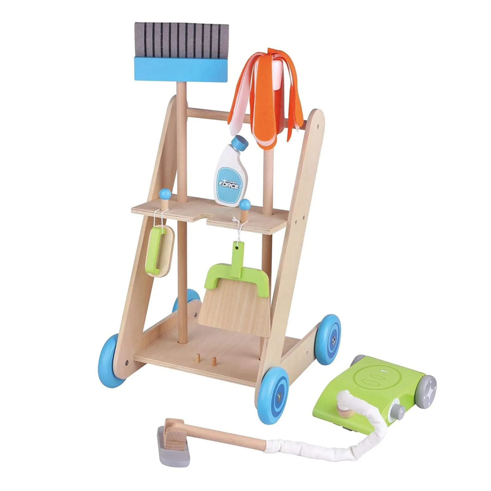 Little Helper Kinder | Montessori 11-Teiliger Putzwagen Aus Holz Für Kinder | Putzset Für Kinder | Ab 3 Jahren