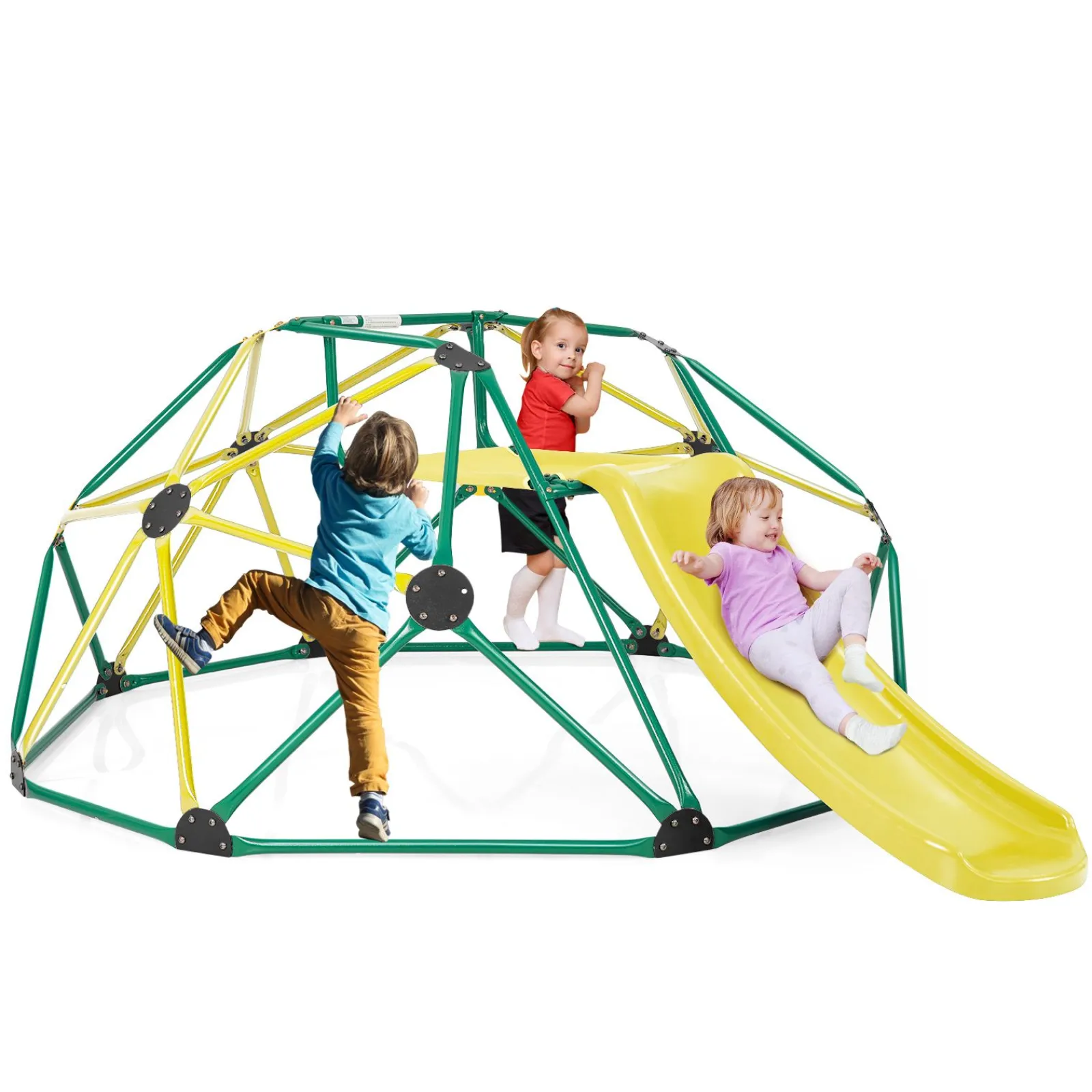 Kinder Little Helper Kinder XL Rostbeständiger Innenbereich | Outdoor Montessori Klettergerüst Kuppel mit Rutsche | 3-12 Jahre