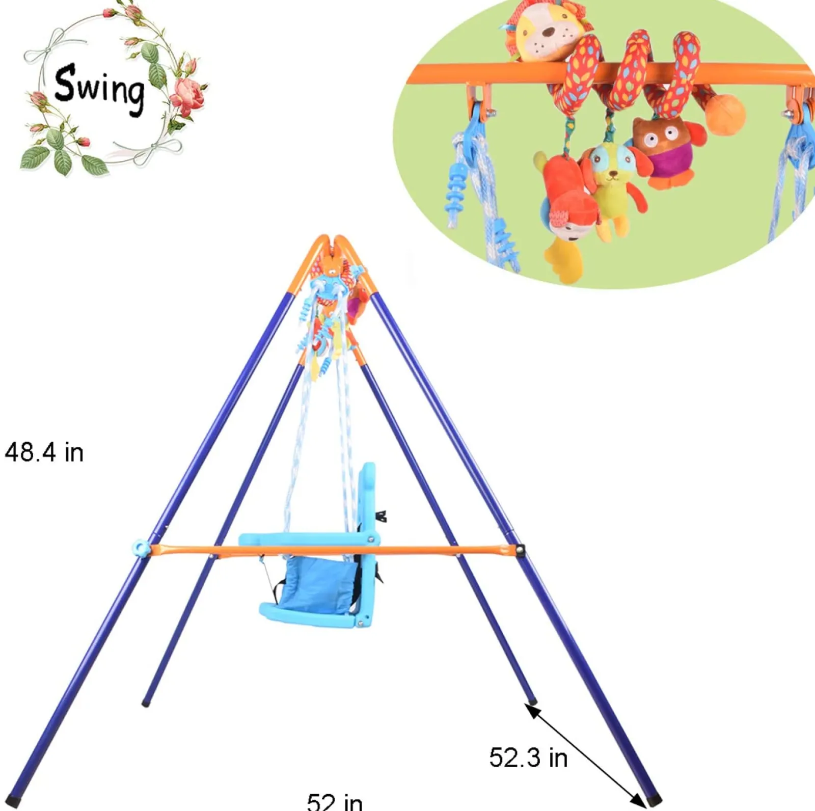 Little Helper Klappbare Schaukel für Babys und Kleinkinder mit Spielzeugbügel | Schaukel für drinnen und draußen | 6Monate – 3Jahre