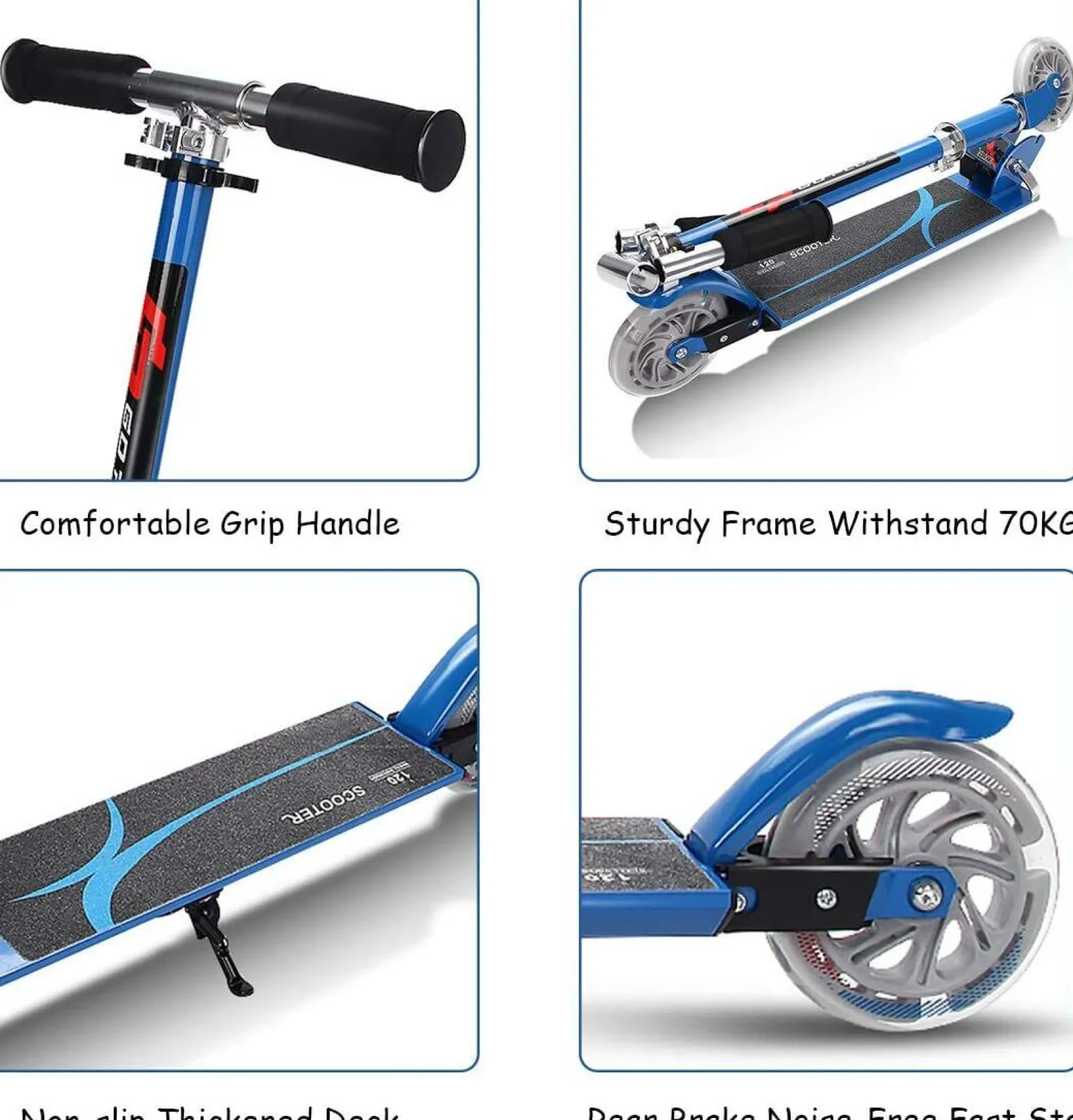 Kinder Little Helper Klappbarer Kinder-Stunt-Scooter Aus Aluminium Mit Verstellbarer T-Stange | Push Kick Light Up 2 Räder | Blau