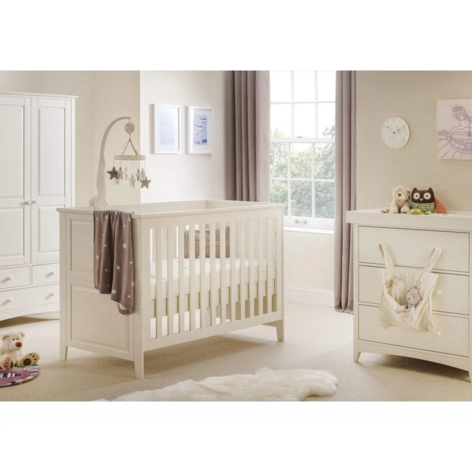 Kinder Little Helper Klassischer Kinderzimmer-Kleiderschrank Im Shaker-Stil Aus Massiver Kiefer Mit 2 Türen | Elfenbeinweiß