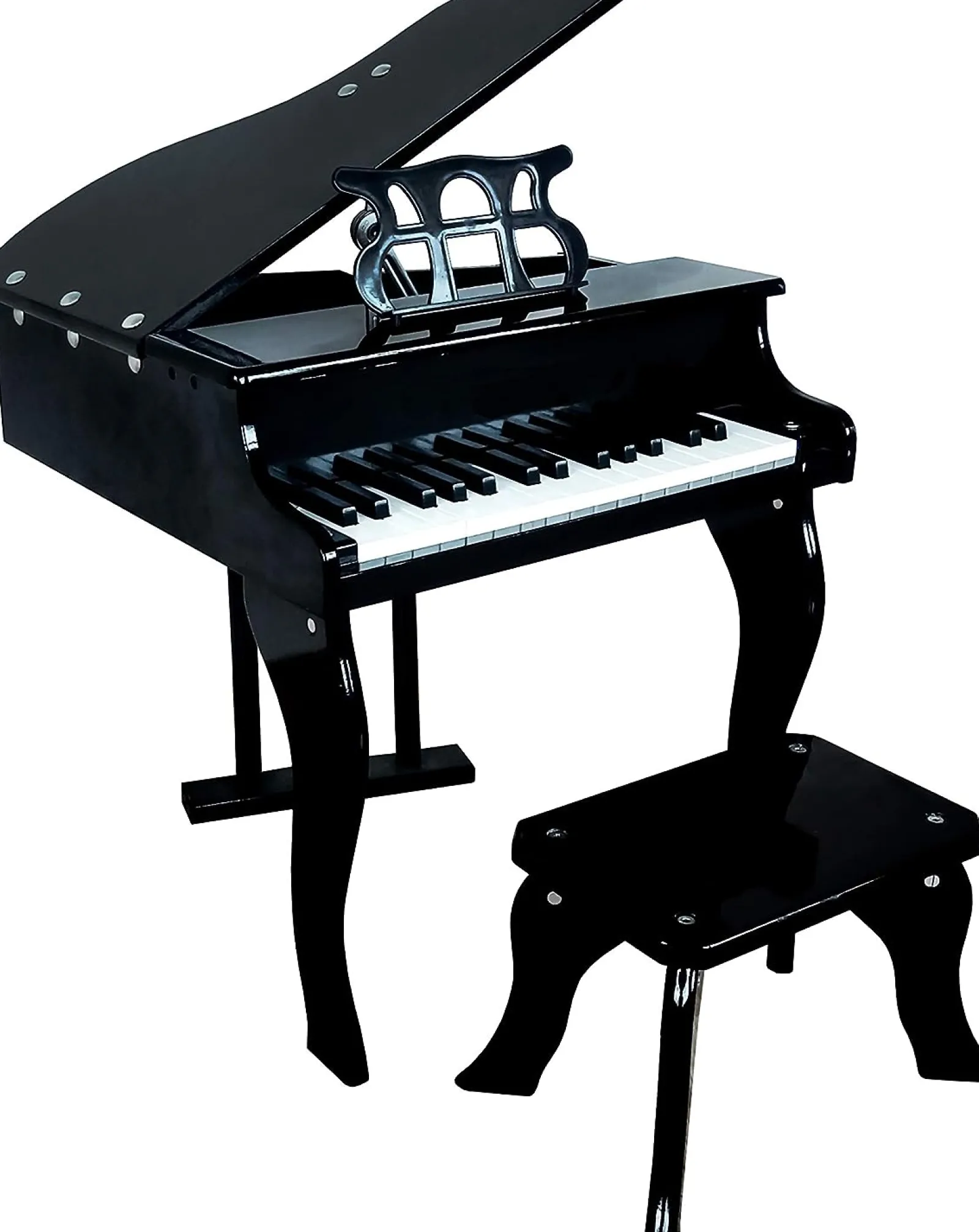 Kinder Little Helper Klassischer Mini-Flügel Aus Holz Mit 30 Tasten Und Hocker | Pädagogisches Musikinstrument | Schwarz