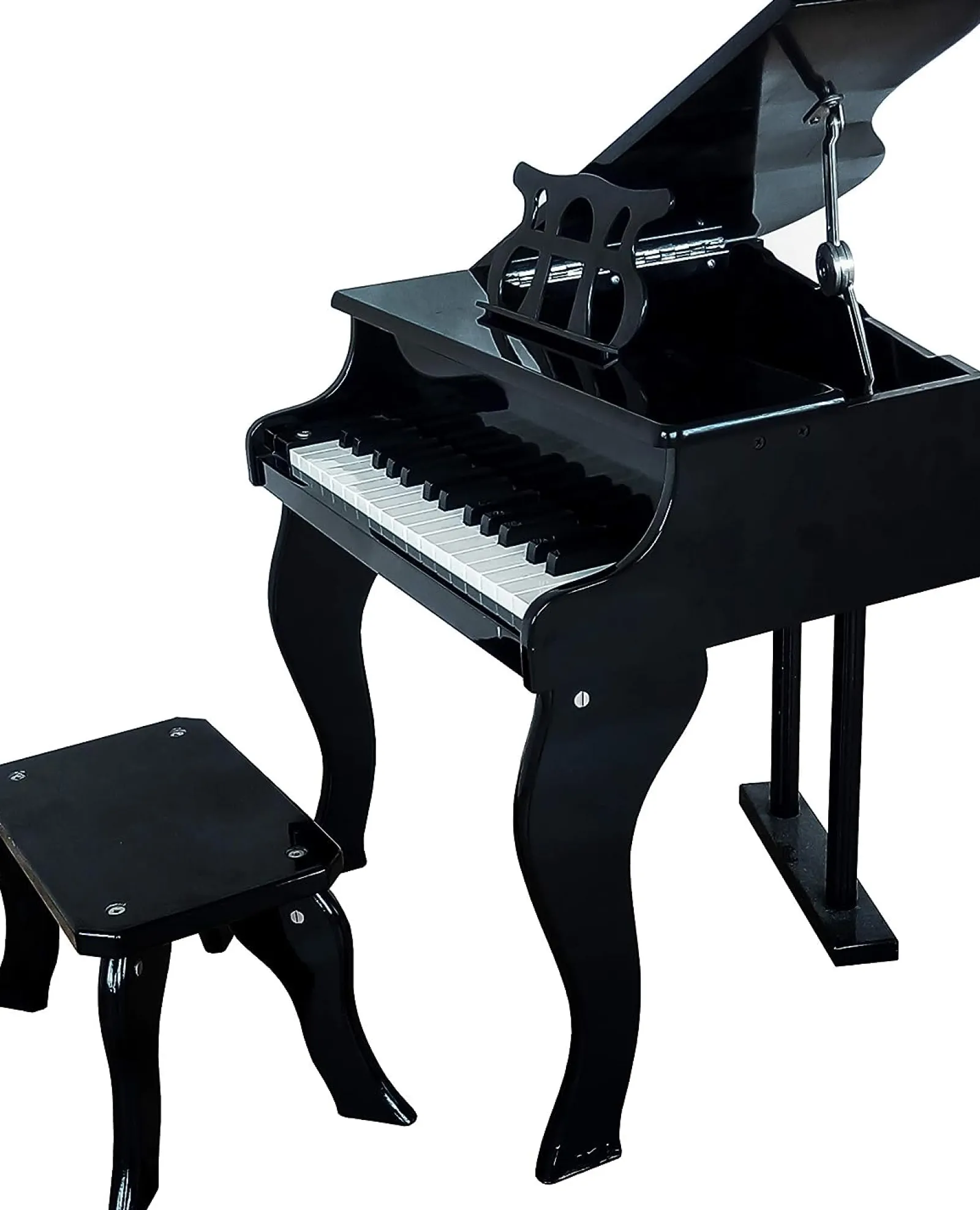 Kinder Little Helper Klassischer Mini-Flügel Aus Holz Mit 30 Tasten Und Hocker | Pädagogisches Musikinstrument | Schwarz