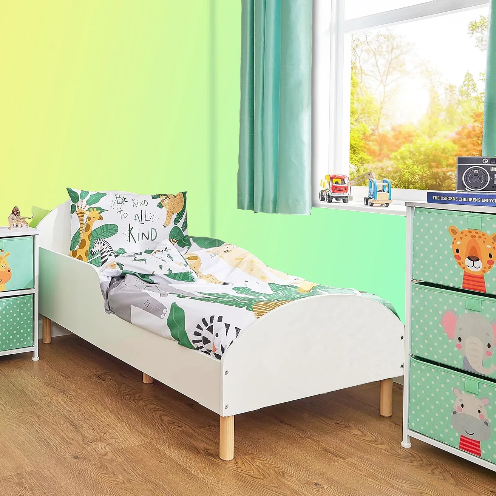 Kinder Little Helper Klassisches weißes Kinderbett aus Holz mit Seitenschutz | Betten für Kleinkinder | Weiß | 18 Monate – 5 Jahre