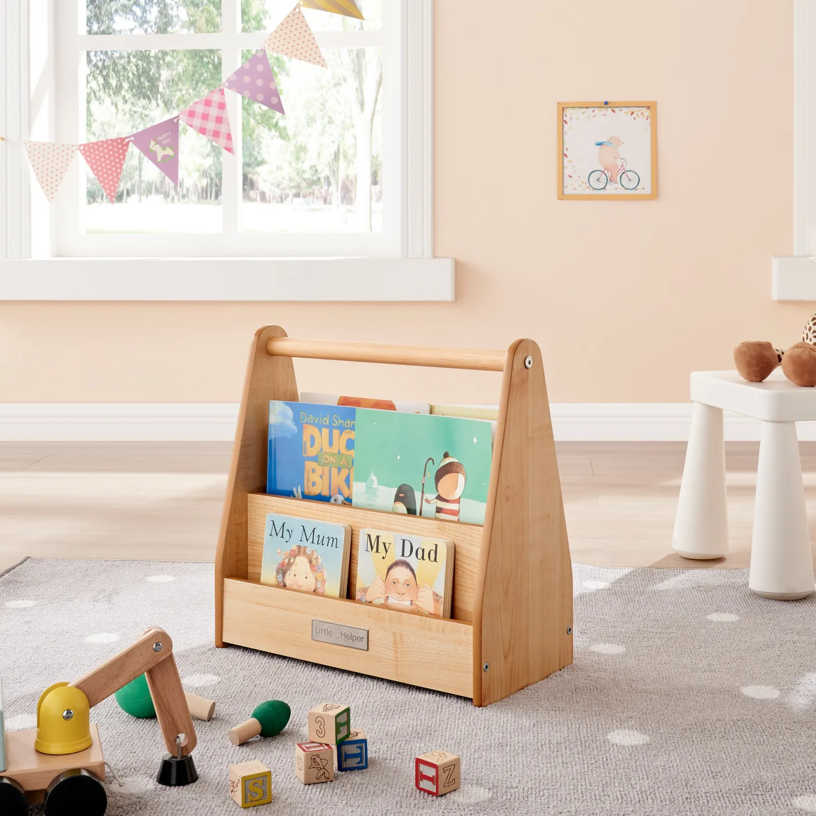 Kinder Little Helper Kleiner Helfer Montessori Kleines Bücherregal | Mini-Bücherregal Für Kinder | Tragbares Bücherregal | Doppelseitig | Bücherregal | Natürlich