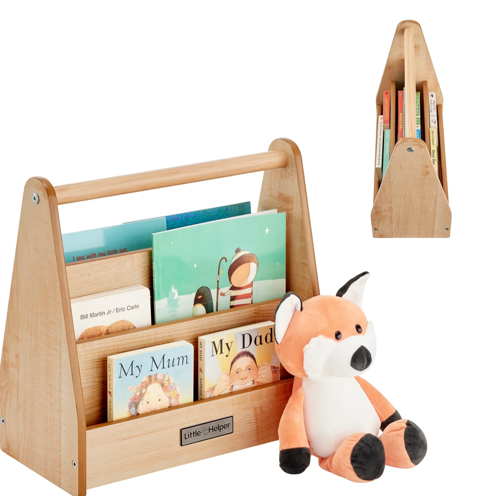 Kinder Little Helper Kleiner Helfer Montessori Kleines Bücherregal | Mini-Bücherregal Für Kinder | Tragbares Bücherregal | Doppelseitig | Bücherregal | Natürlich
