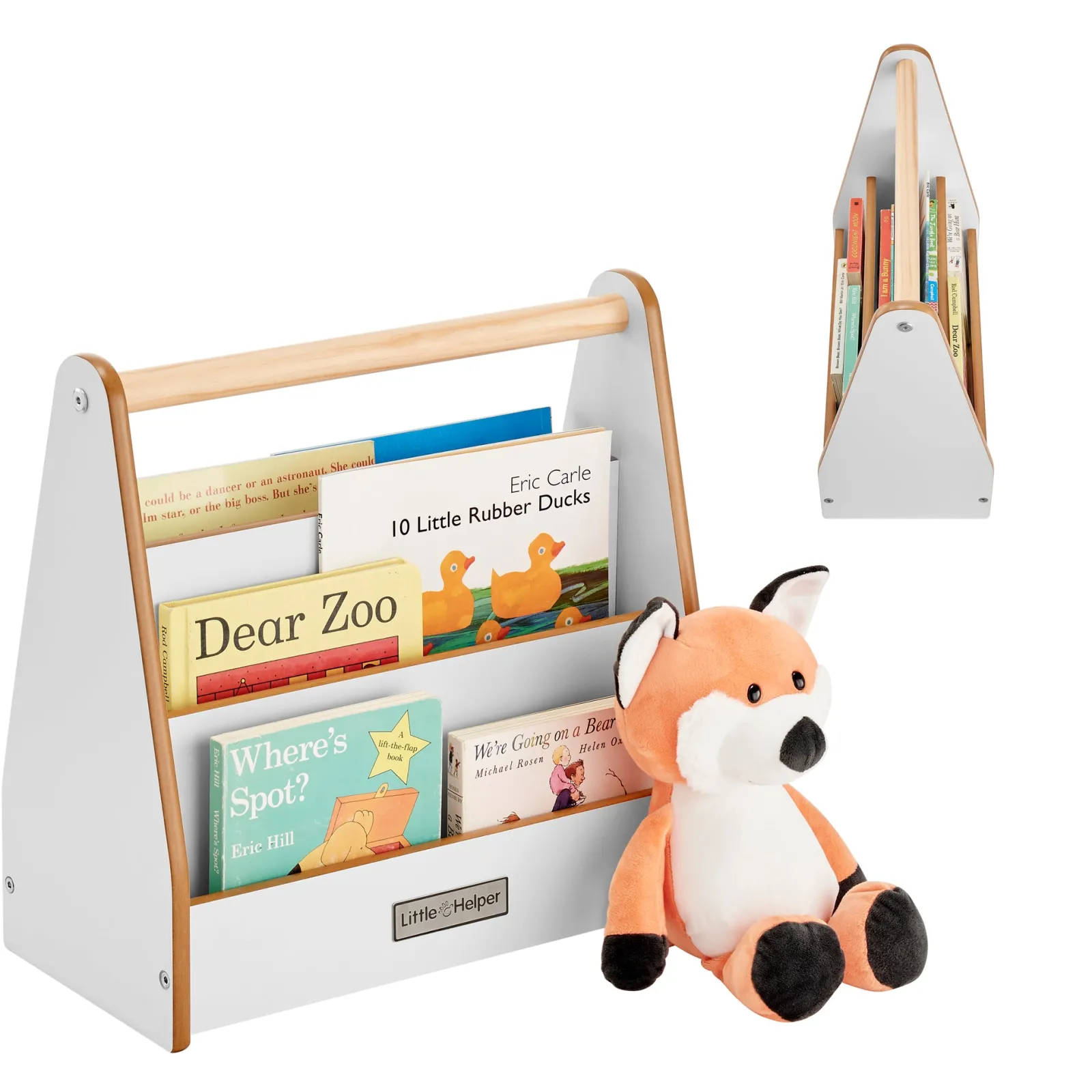 Kinder Little Helper Kleiner Helfer Montessori Kleines Bücherregal | Mini-Bücherregal Für Kinder | Tragbares Bücherregal | Doppelseitig | Bücherregal | Weiß
