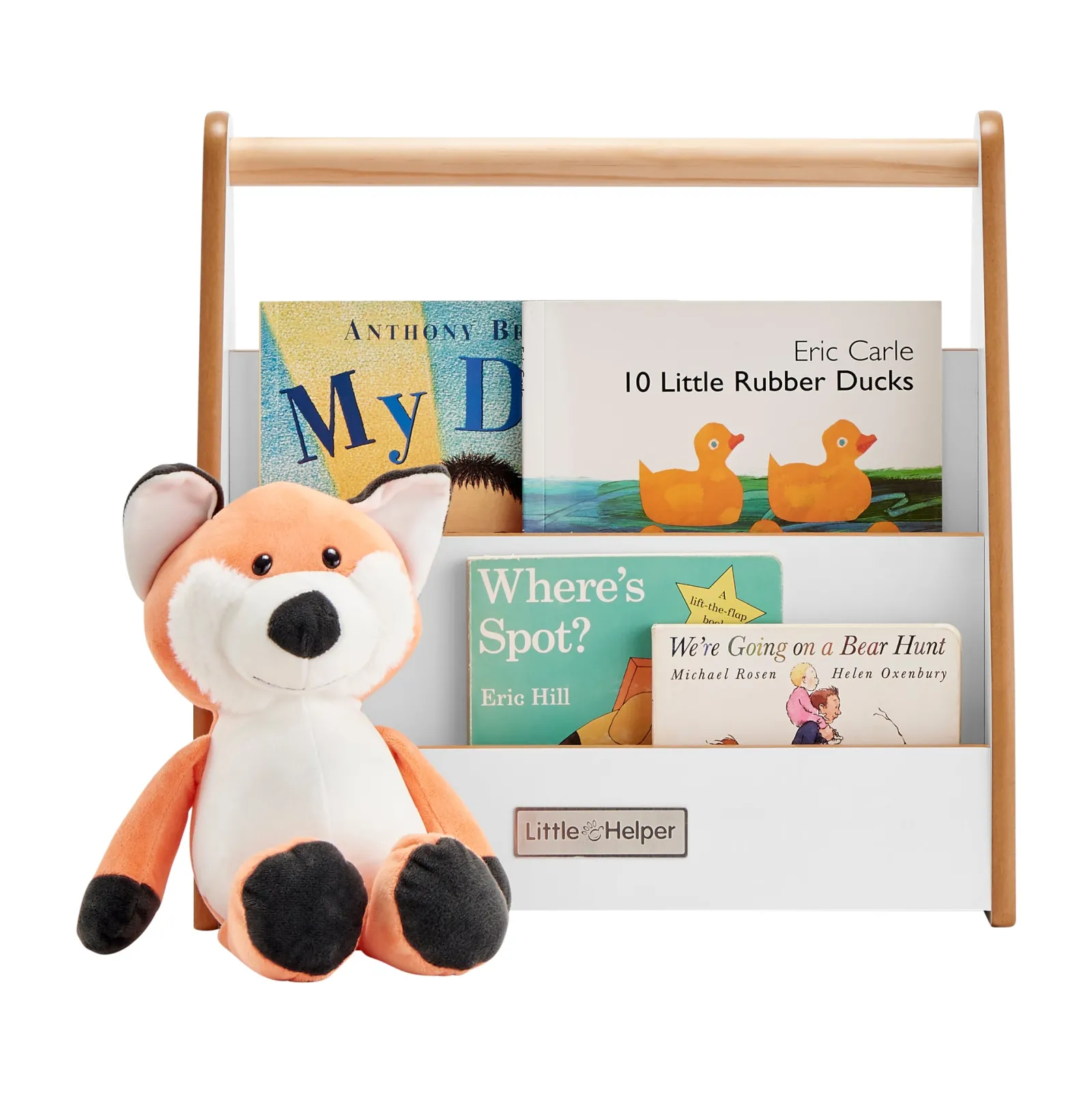 Kinder Little Helper Kleiner Helfer Montessori Kleines Bücherregal | Mini-Bücherregal Für Kinder | Tragbares Bücherregal | Doppelseitig | Bücherregal | Weiß