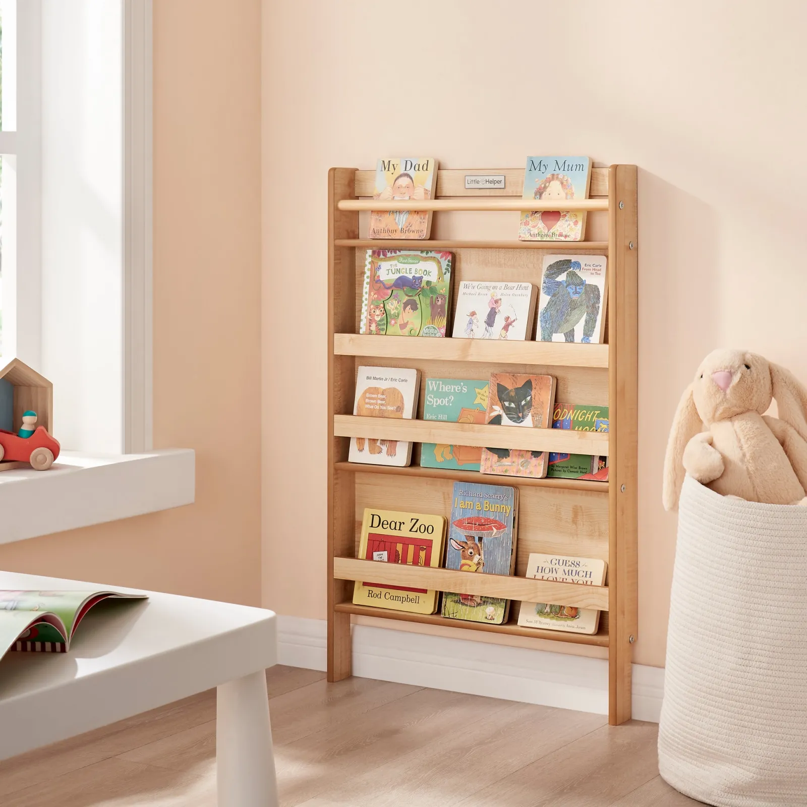 Kinder Little Helper Kleines Helferlein Montessori-Bücherregal zur Wandmontage | Kinderbücherregal | Kinderbücherregal | Naturfinish