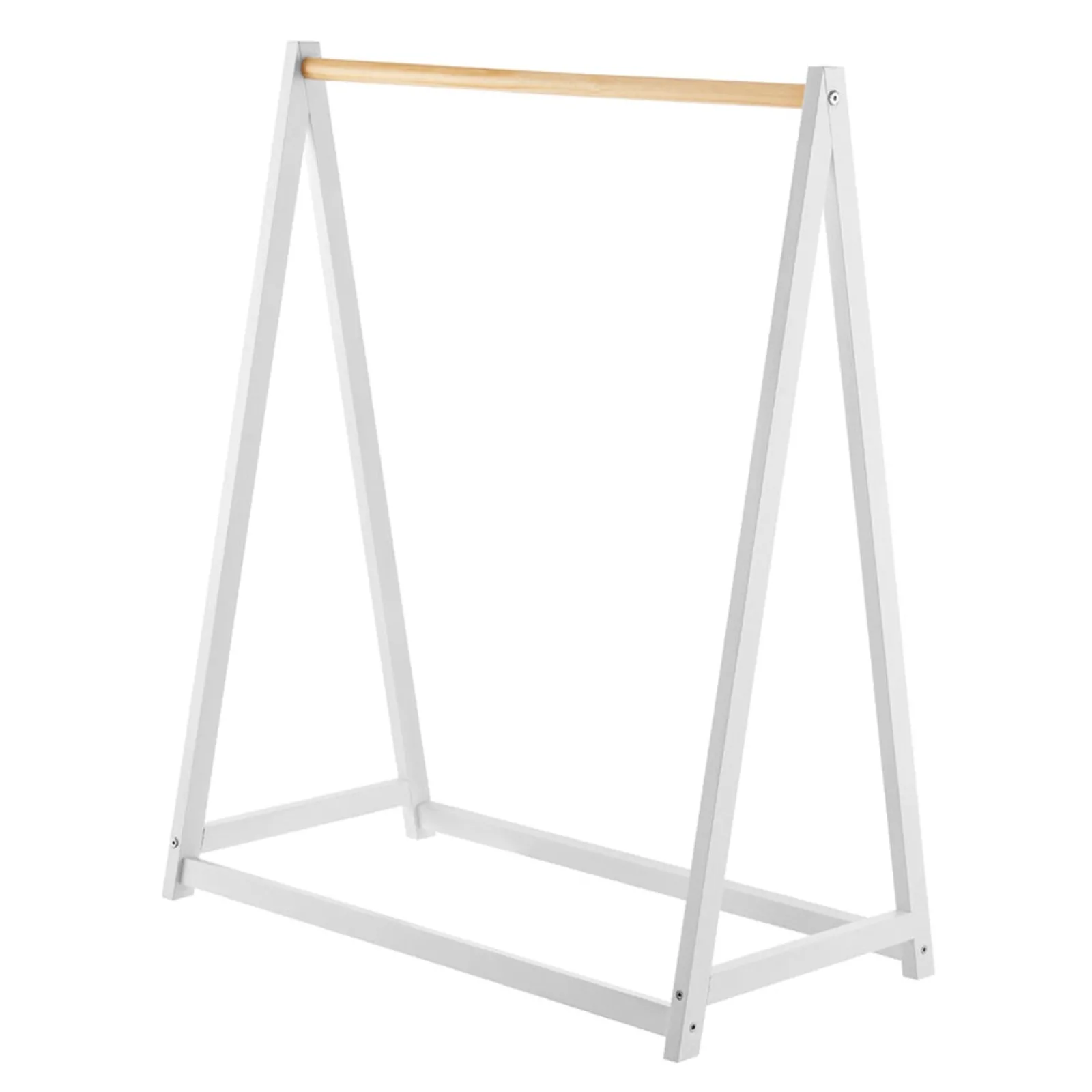 Kinder Little Helper 100 % ökologische, natürliche Montessori-Kleiderstange aus Kiefernholz | Kleiderstange | Natur/Weiß | 96cm hoch