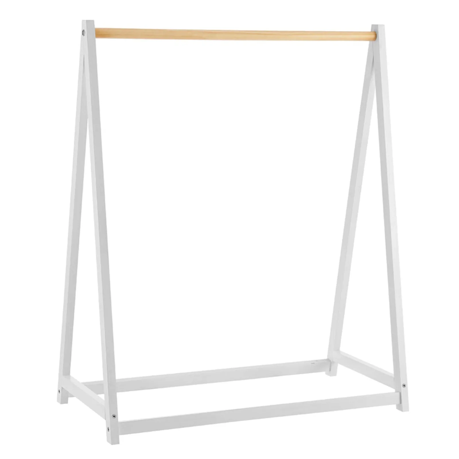 Kinder Little Helper 100 % ökologische, natürliche Montessori-Kleiderstange aus Kiefernholz | Kleiderstange | Natur/Weiß | 96cm hoch