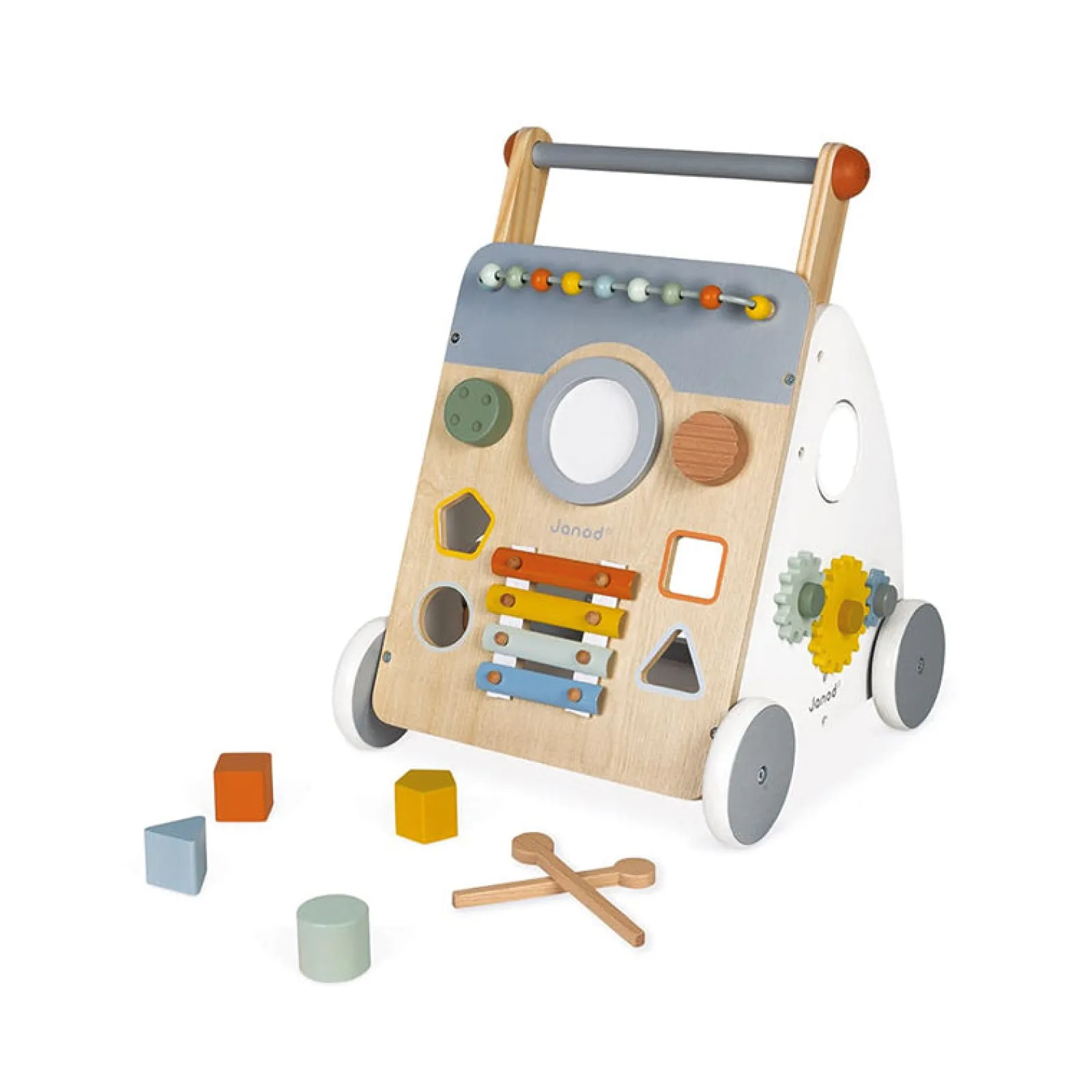 Kinder Little Helper 100 % ökologisches Montessori-Gehgestell aus Holz mit 9 Teilen | abnehmbare Bremse | 12Monate+