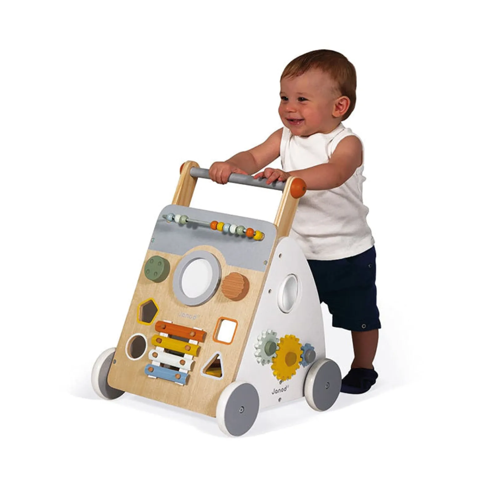 Kinder Little Helper 100 % ökologisches Montessori-Gehgestell aus Holz mit 9 Teilen | abnehmbare Bremse | 12Monate+