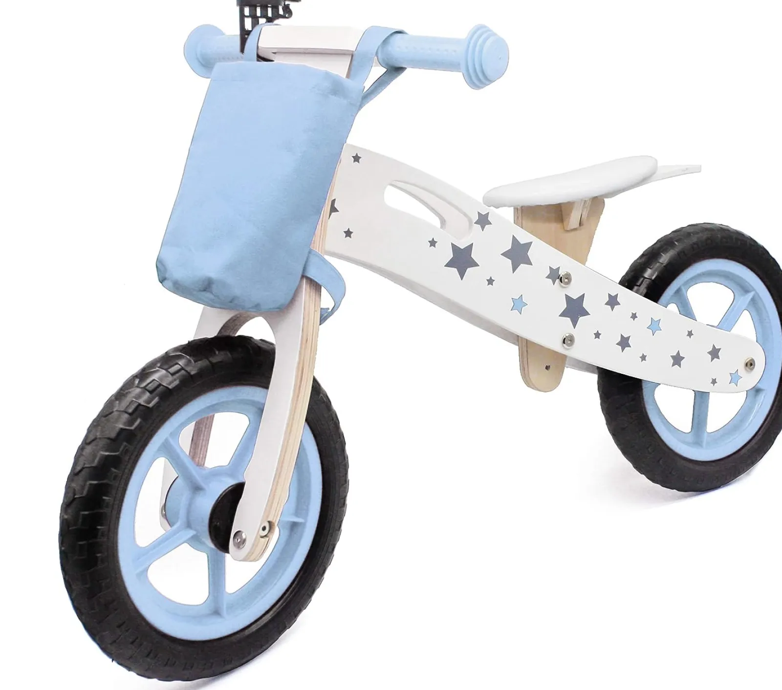 Kinder Little Helper Laufrad Aus Holz | Leichte Trainingsräder + Klingel Und Korb | Blau