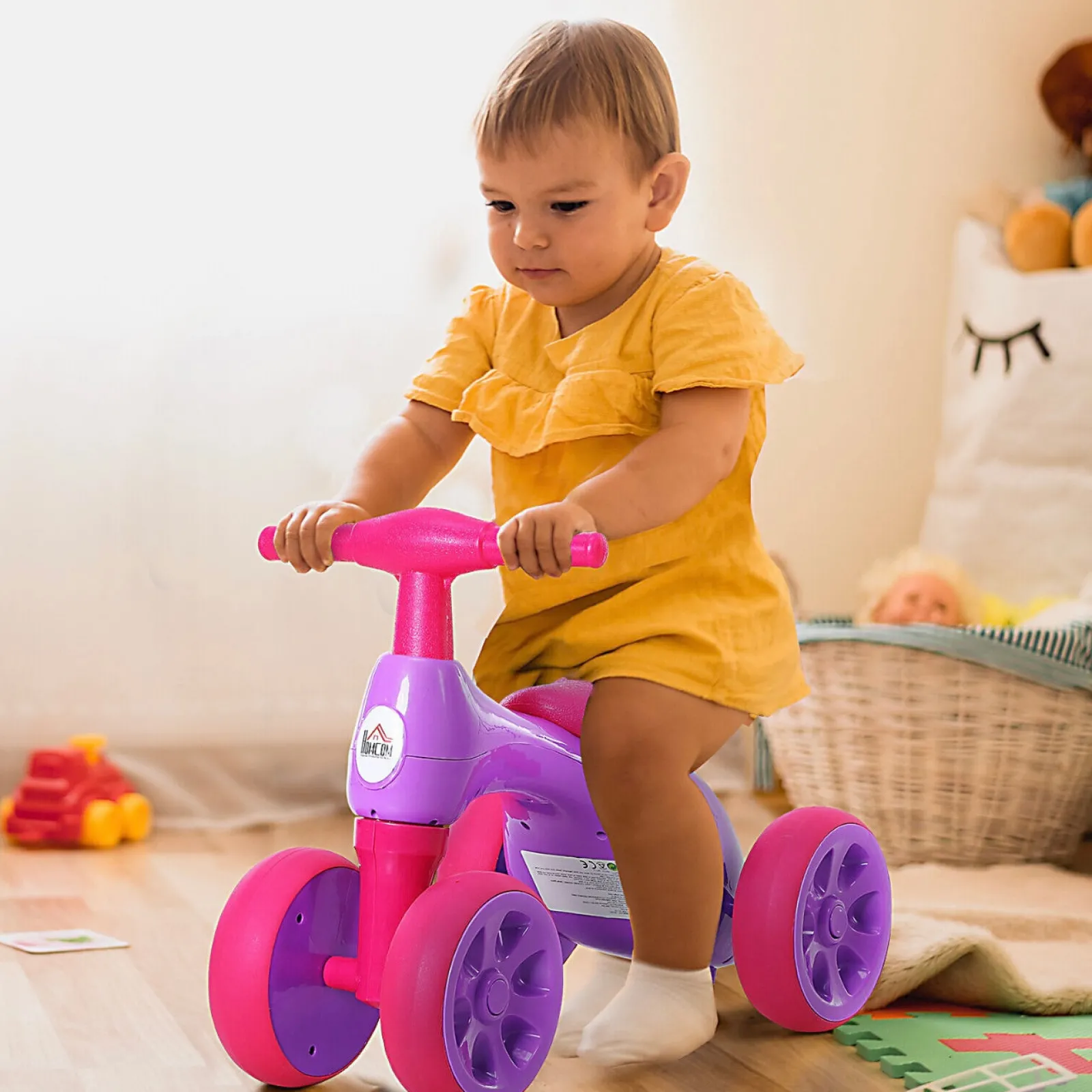 Kinder Little Helper Laufrad für Kinder mit 4 Rädern und Sound | Laufrad | Aufbewahrung | Rosa/Lila | 18–36Monate