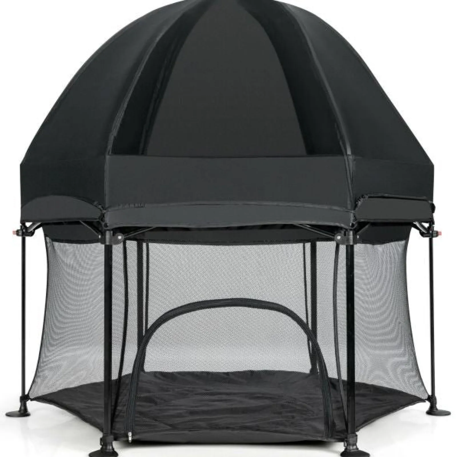 Kinder Little Helper Leichter, schnell montierbarer Pop-up-Laufstall mit UV-Baldachin und Matratze | Schwarz oder Hellgrau | 0m - 36m