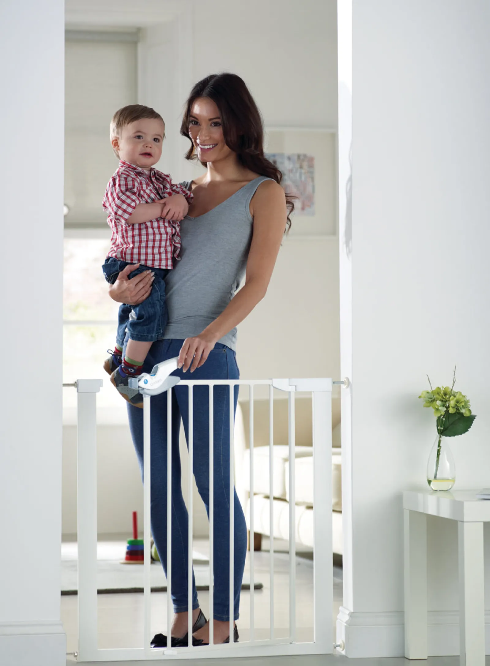 Kinder Little Helper Lindam Easy Fit Plus Deluxe-Schutzgitter + hohes Schutzgitter | Babyschutzgitter | weißes Treppenschutzgitter (92 cm)