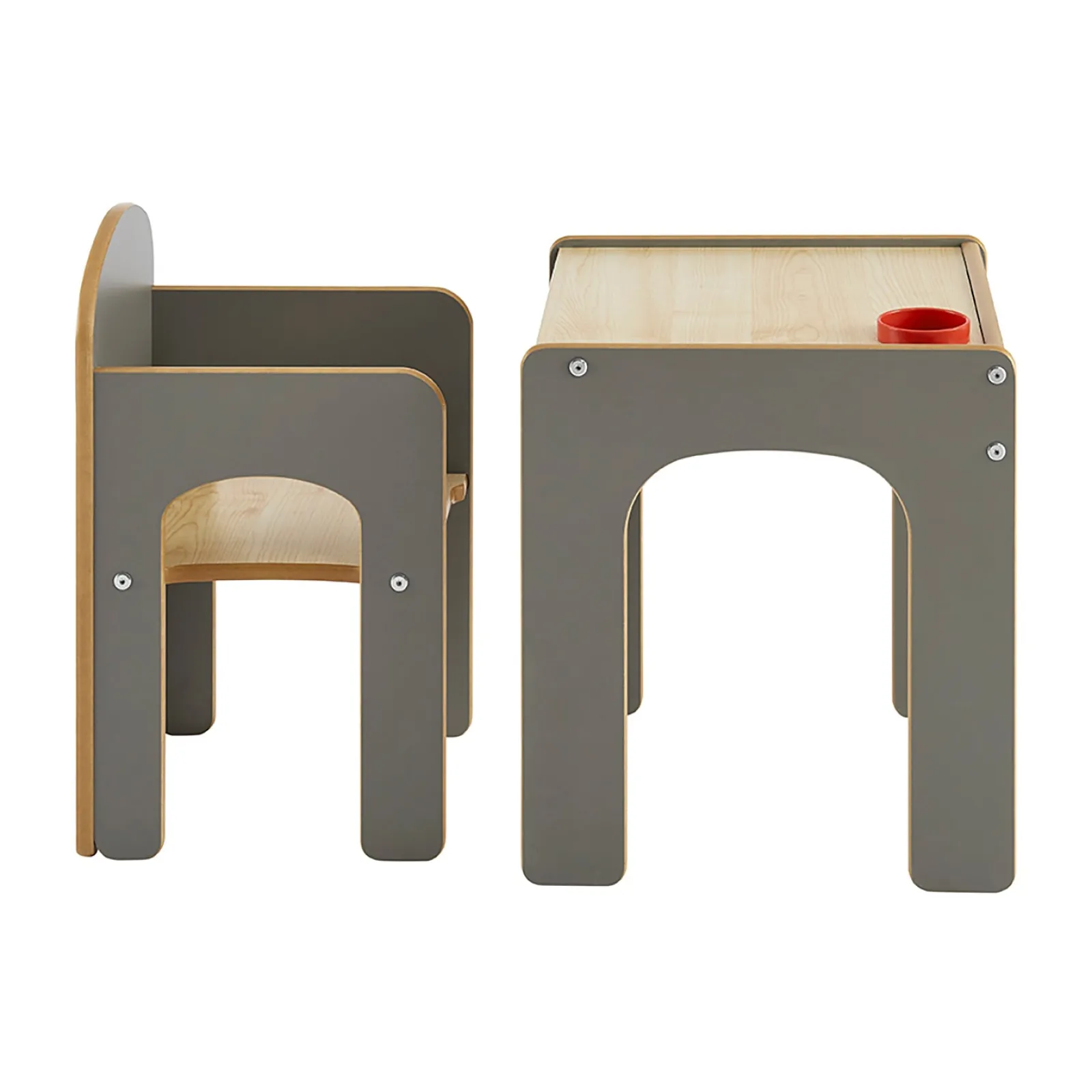 Kinder Little Helper Holztisch und Stuhl für Kleinkinder für Kunst, Handwerk und Essen | Grau/Natur