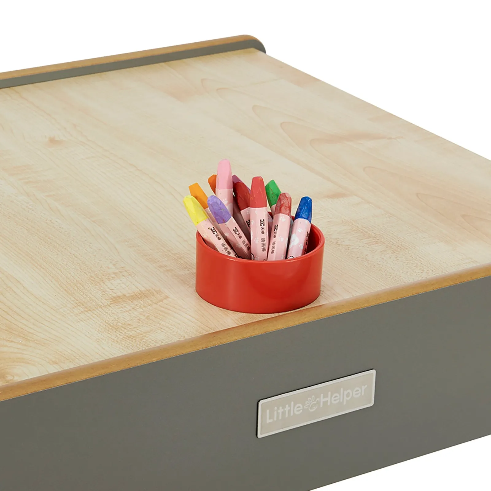 Kinder Little Helper Montessori Holz FunStation Duo Kindertisch und Stühle Set für 2 | Grau