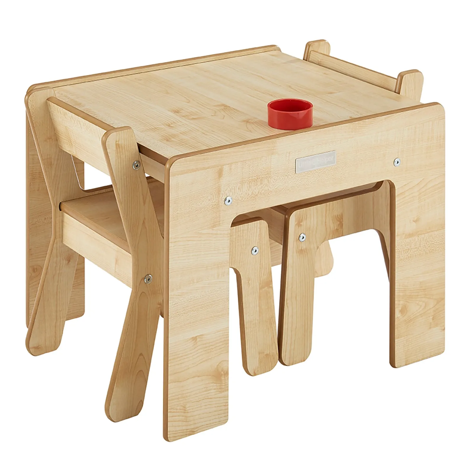 Kinder Little Helper Montessori Holz FunStation Duo Kindertisch und Stühle Set für 2 | Natürlich