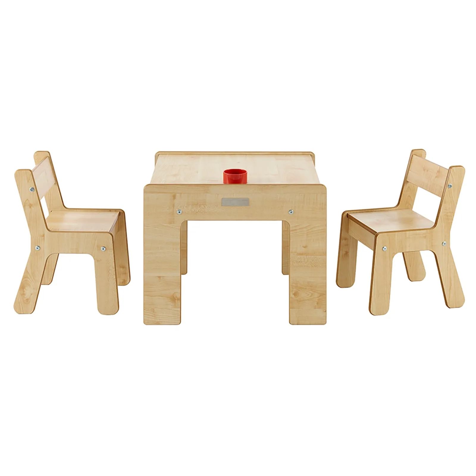 Kinder Little Helper Montessori Holz FunStation Duo Kindertisch und Stühle Set für 2 | Natürlich