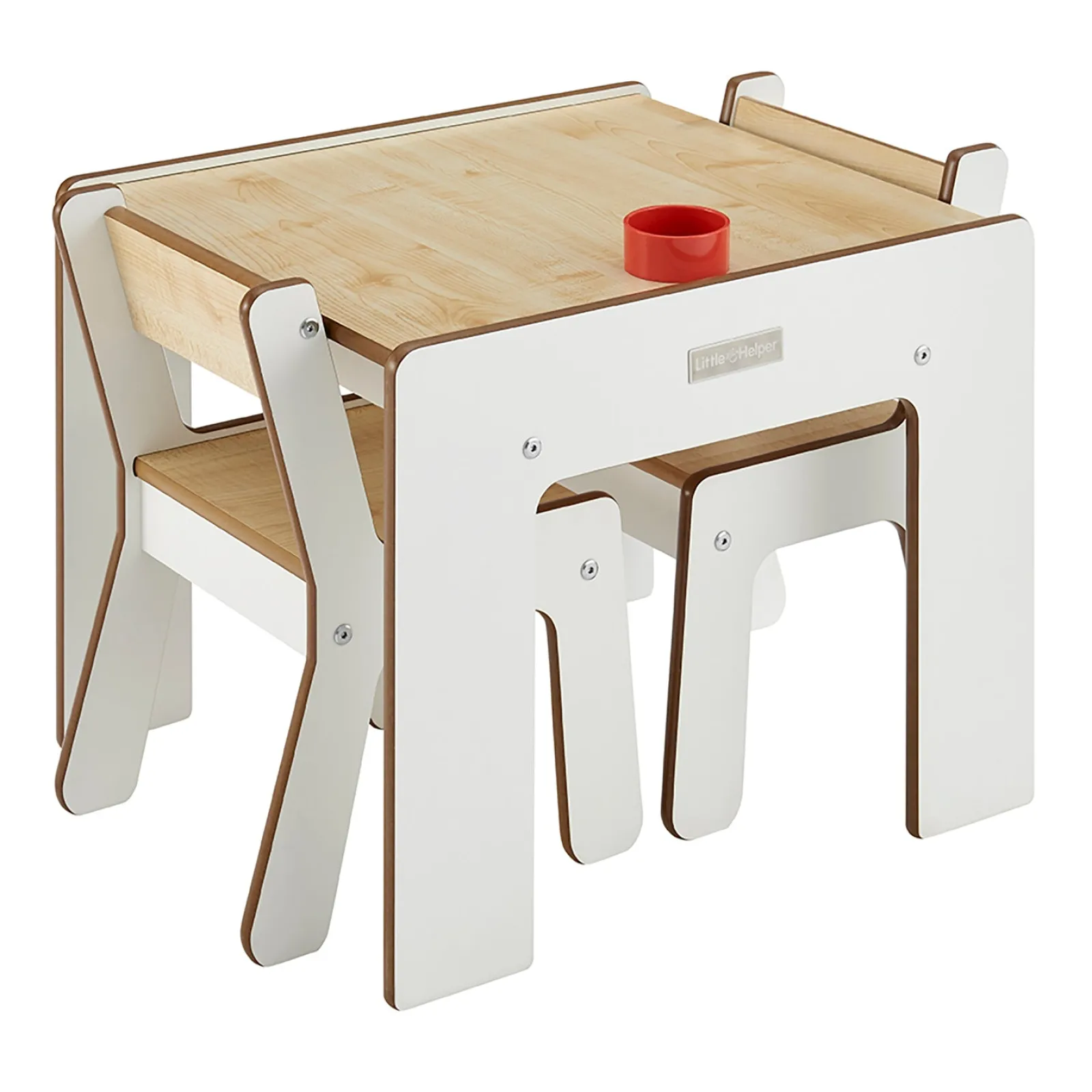 Kinder Little Helper Montessori Holz FunStation Duo Kindertisch und Stühle Set für 2 | Weiß/Natur