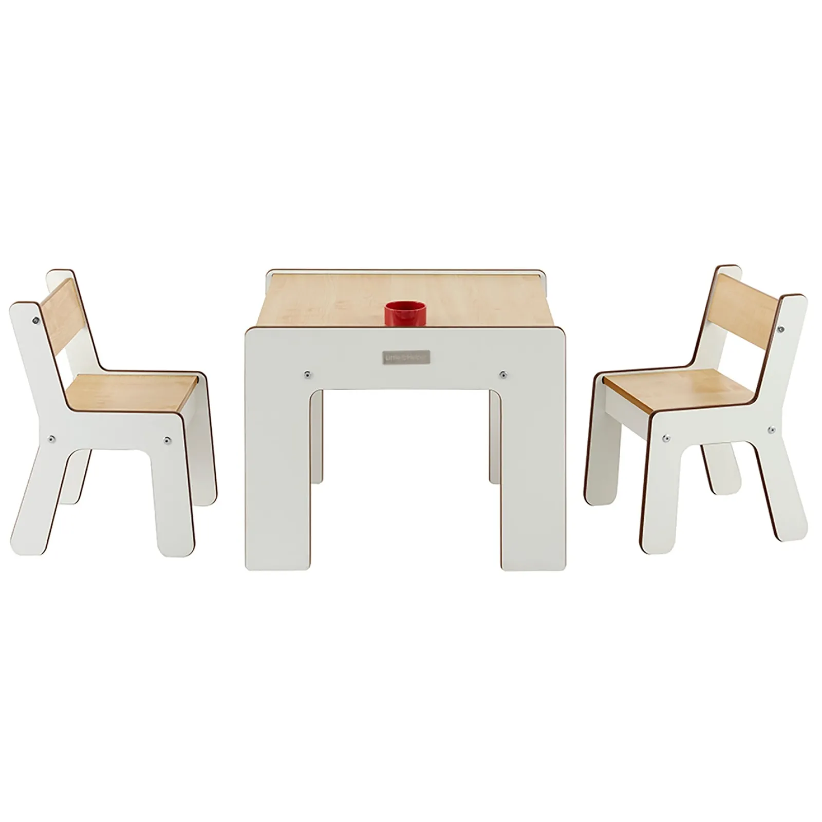 Kinder Little Helper Montessori Holz FunStation Duo Kindertisch und Stühle Set für 2 | Weiß/Natur