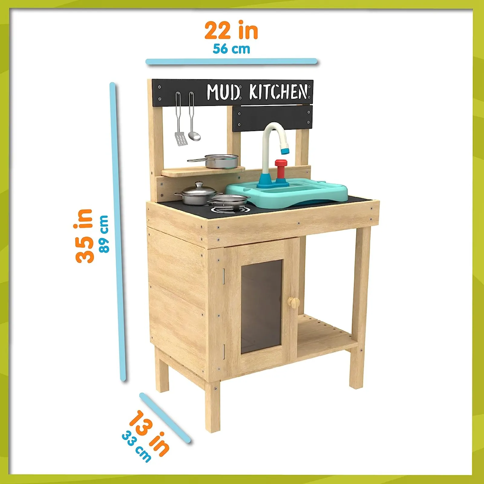Little Helper Matsch-Küche aus FSC-Montessori-Ökoholz für Kinder | Spielzeugküche aus Holz | funktionierender Wasserhahn und Spüle | ab 3 Jahren