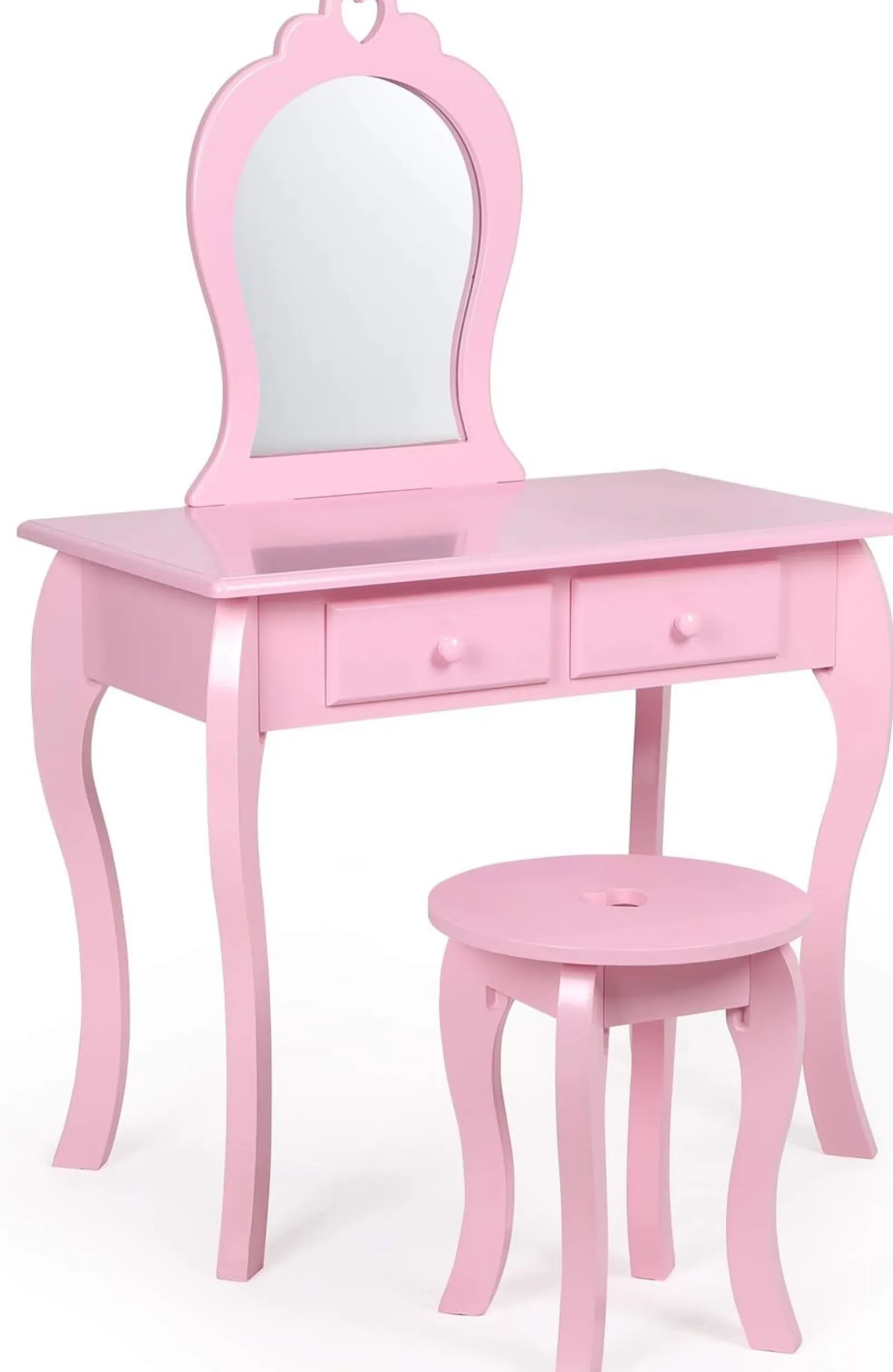 Kinder Little Helper Mädchen-Prinzessin-Schminktisch und Hocker mit Spiegel und Schubladen | Schminktisch für Kinder | Weiß oder Rosa | 3-8 Jahre