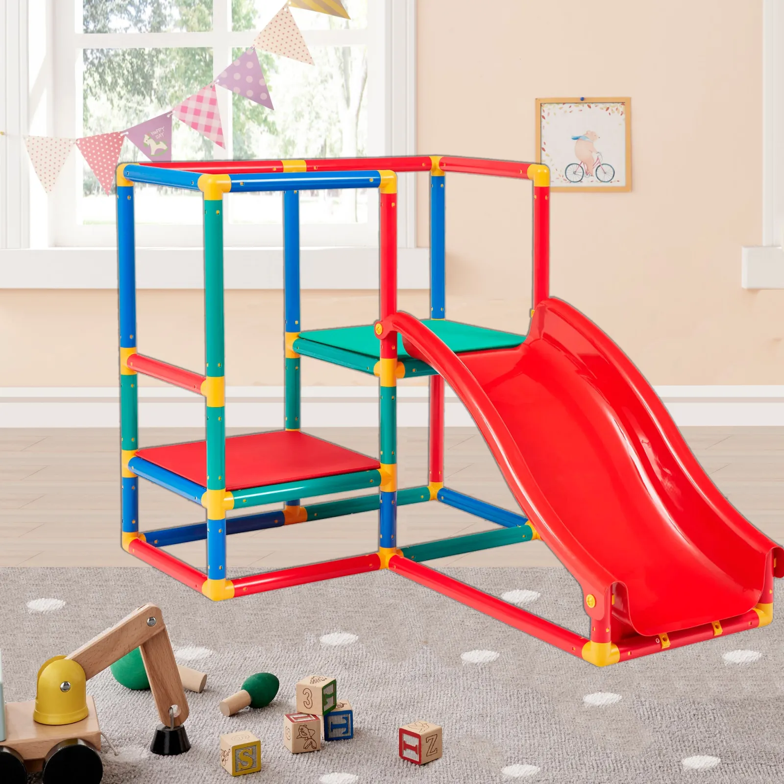 Kinder Little Helper Mehrzweck-Klettergerät 10-in-1 Montessori für Kinder mit Rutsche | Tisch- und Stuhlset | 12m+