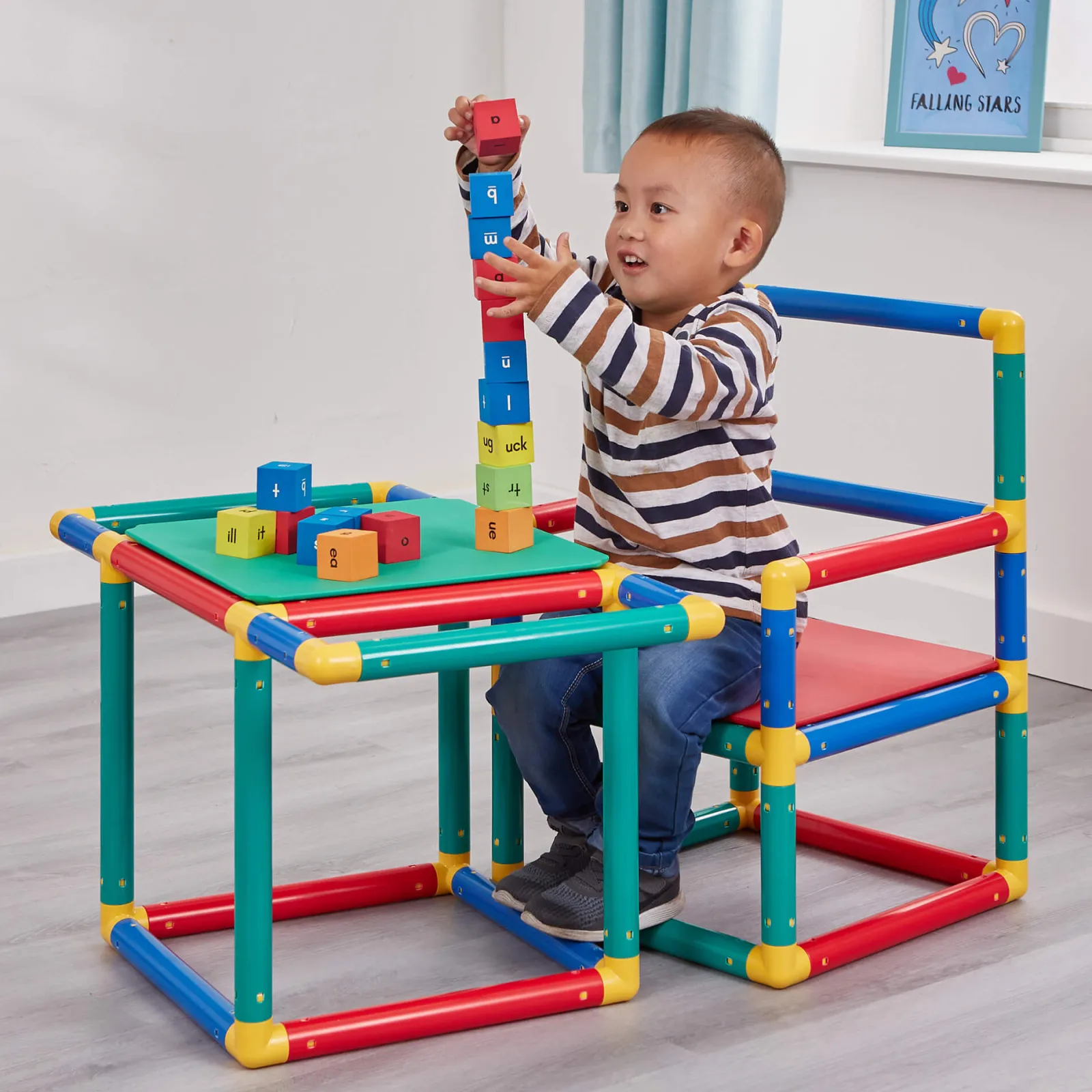 Kinder Little Helper Mehrzweck-Klettergerät 10-in-1 Montessori für Kinder mit Rutsche | Tisch- und Stuhlset | 12m+