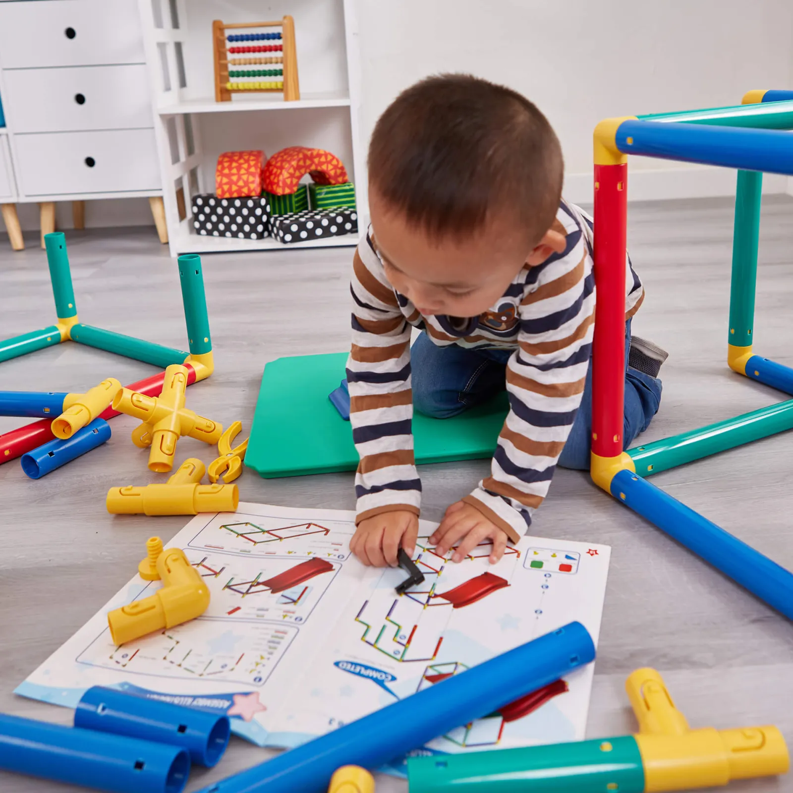 Kinder Little Helper Mehrzweck-Klettergerät 10-in-1 Montessori für Kinder mit Rutsche | Tisch- und Stuhlset | 12m+