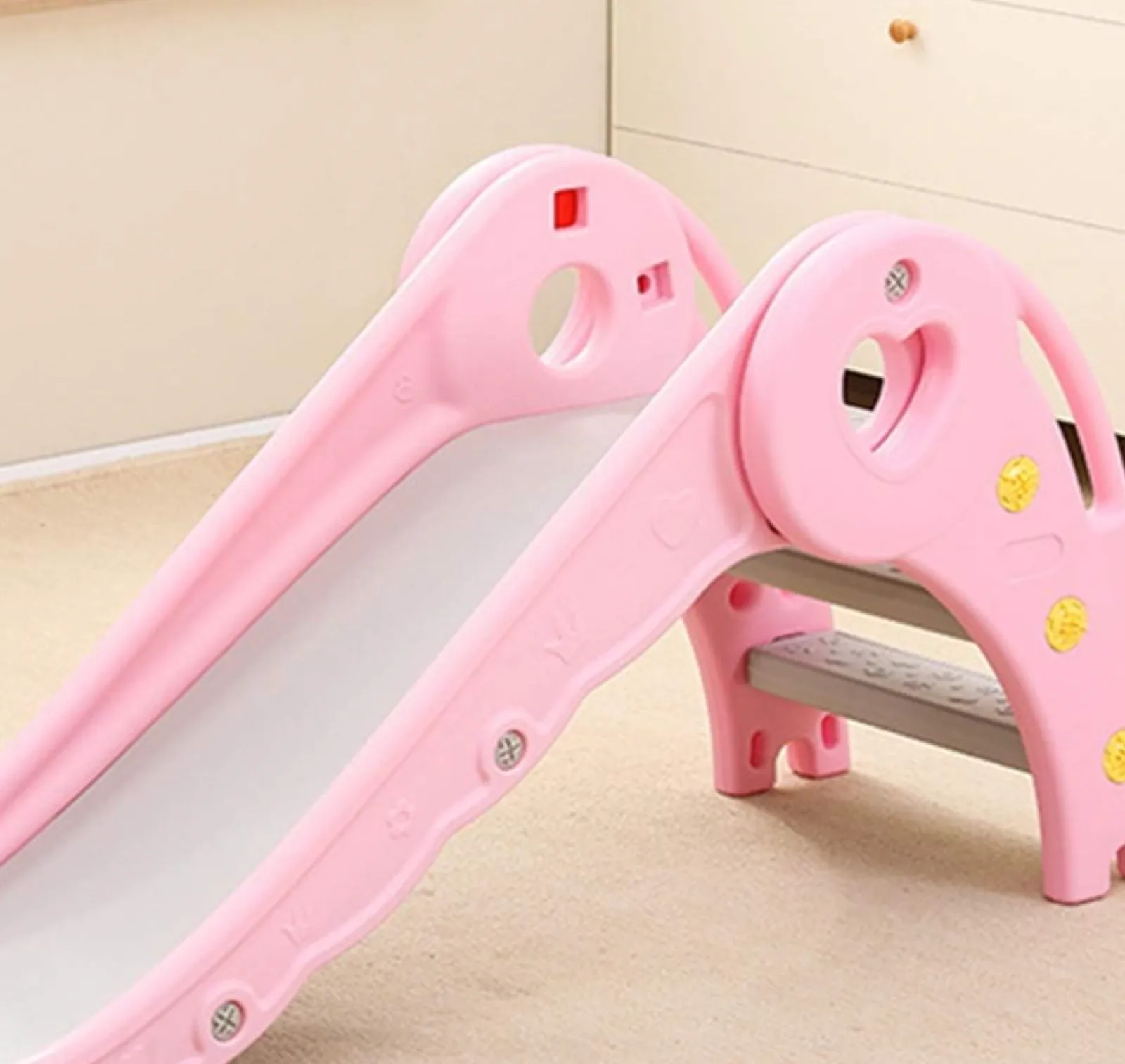 Kinder Little Helper Meine erste Faltrutsche | Hartplastikmaterial | Extra breite Sicherheitsbasis | Rosa oder Grün | 12m+