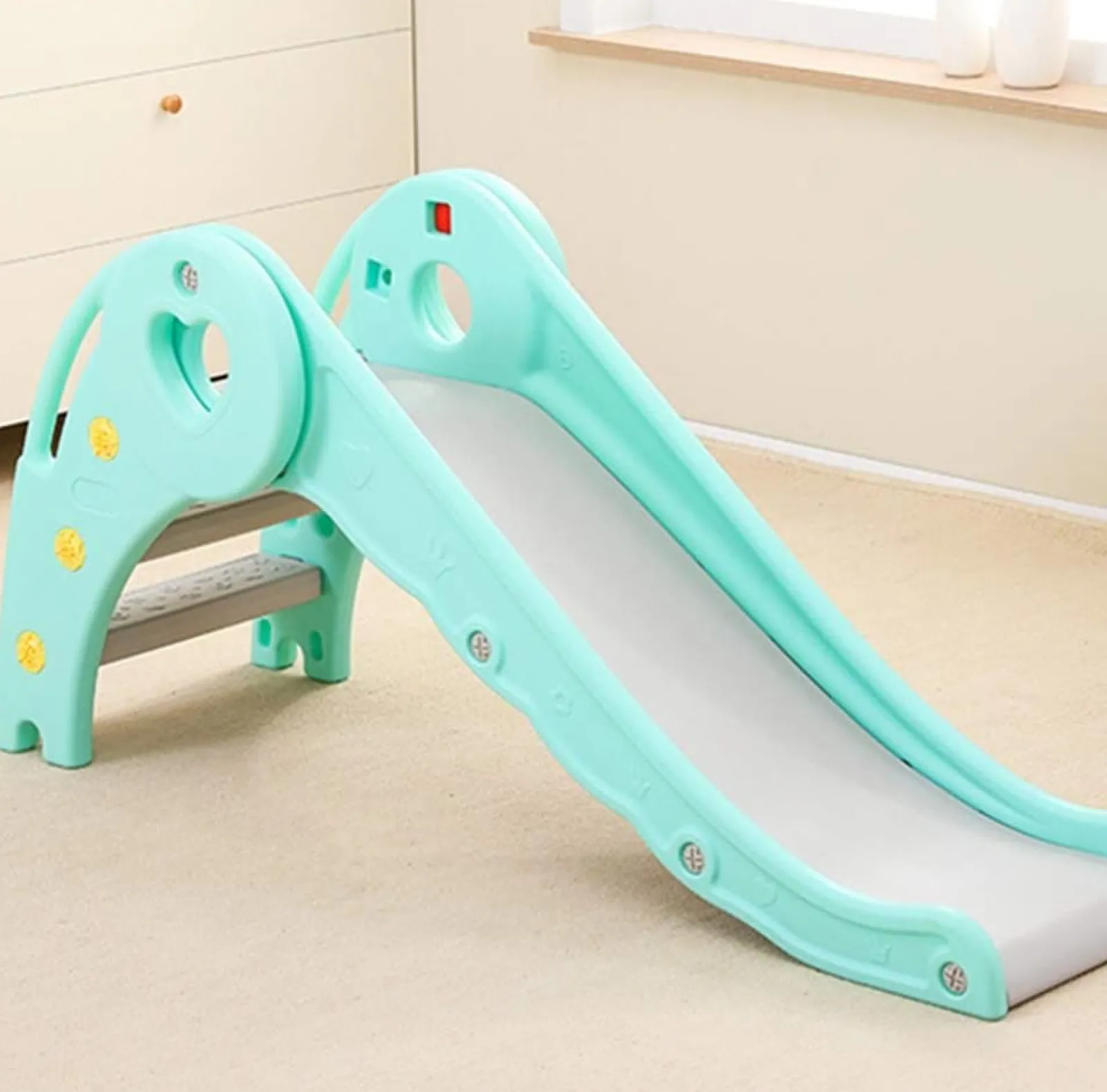 Kinder Little Helper Meine erste Faltrutsche | Hartplastikmaterial | Extra breite Sicherheitsbasis | Rosa oder Grün | 12m+