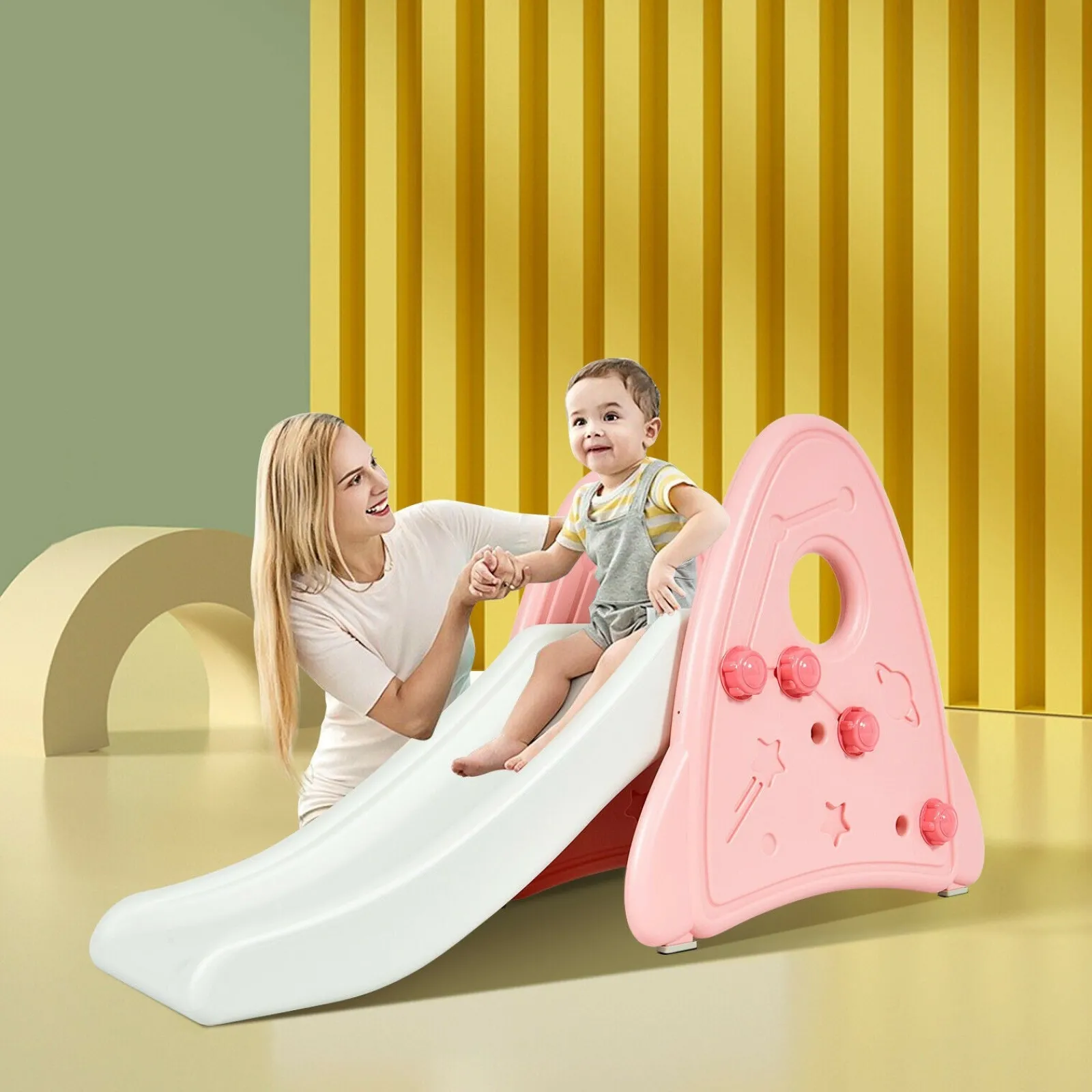 Kinder Little Helper Meine erste Folie | Gartenkletterrutschen-Set für drinnen und draußen | Rosa oder Blau | 6m+