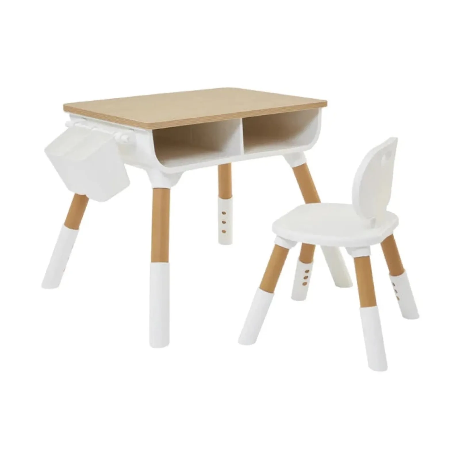 Kinder Little Helper Mitwachsender, höhenverstellbarer Montessori-Kindertisch und -stuhl im skandinavischen Design | Natur | 2–8 Jahre