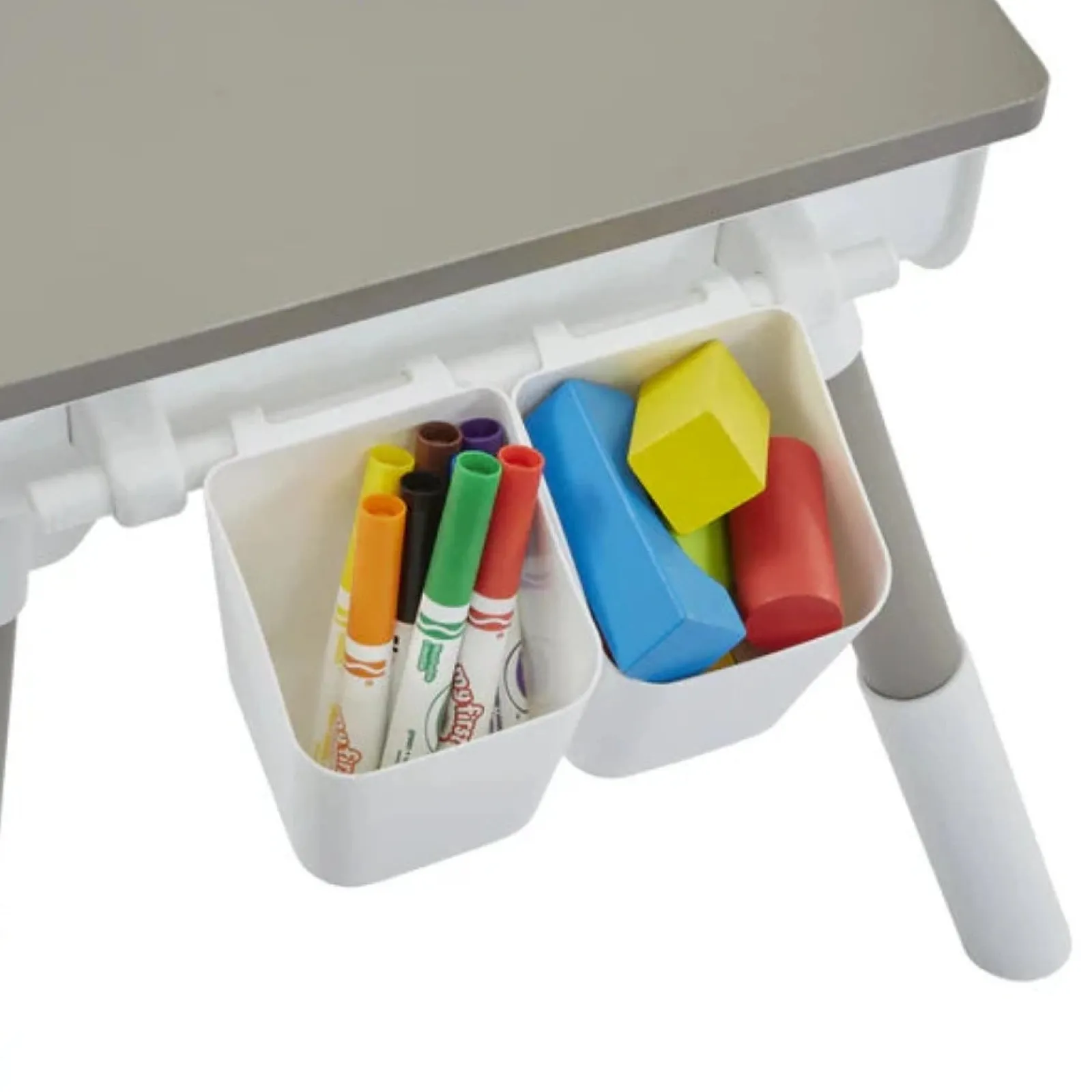 Kinder Little Helper Mitwachsender, höhenverstellbarer Montessori-Kindertisch und -stuhl im skandinavischen Design | Weiß und Grau | 2–8 Jahre