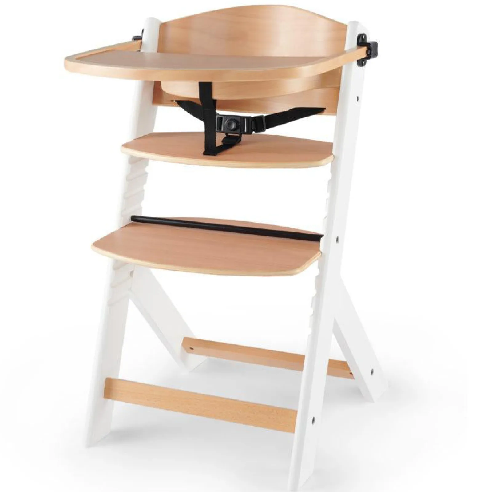 Little Helper Moderner, mitwachsender Hochstuhl aus Öko-Holz mit Tablett | Höhenverstellbar | Schreibtischstuhl | Natürliches und weißes Finish | 6 Monate – 10 Jahre