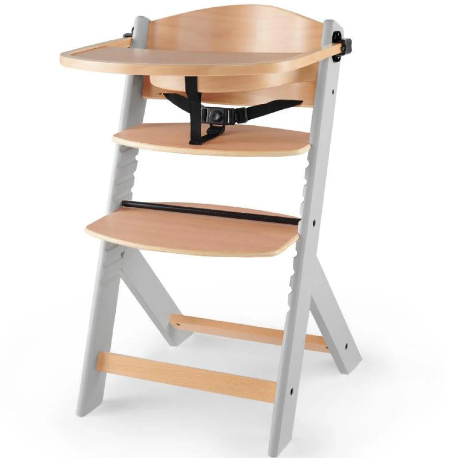 Little Helper Moderner, mitwachsender Hochstuhl aus Öko-Holz mit Tablett | Höhenverstellbar | Schreibtischstuhl | Weiches Grau und natürliches Finish | 6 Monate – 10 Jahre