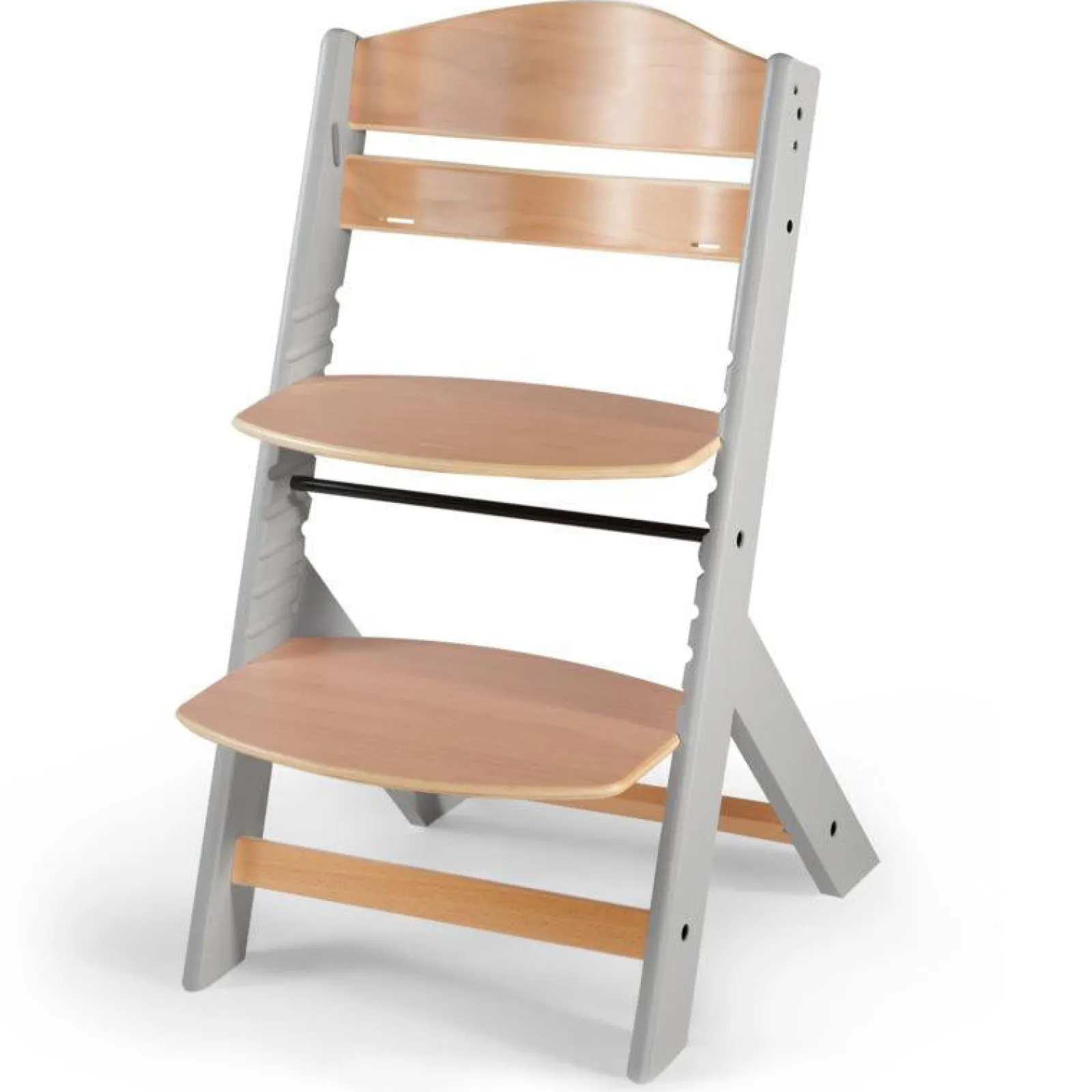 Little Helper Moderner, mitwachsender Hochstuhl aus Öko-Holz mit Tablett | Höhenverstellbar | Schreibtischstuhl | Weiches Grau und natürliches Finish | 6 Monate – 10 Jahre