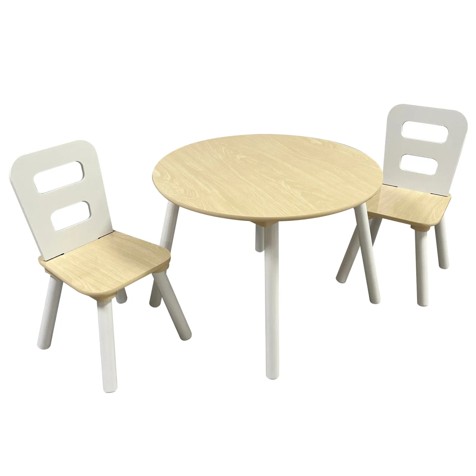 Kinder Little Helper Moderner Montessori-Tisch und 2 Stühle aus weißem und natürlichem Holz für Kinder | Ab 2 Jahren