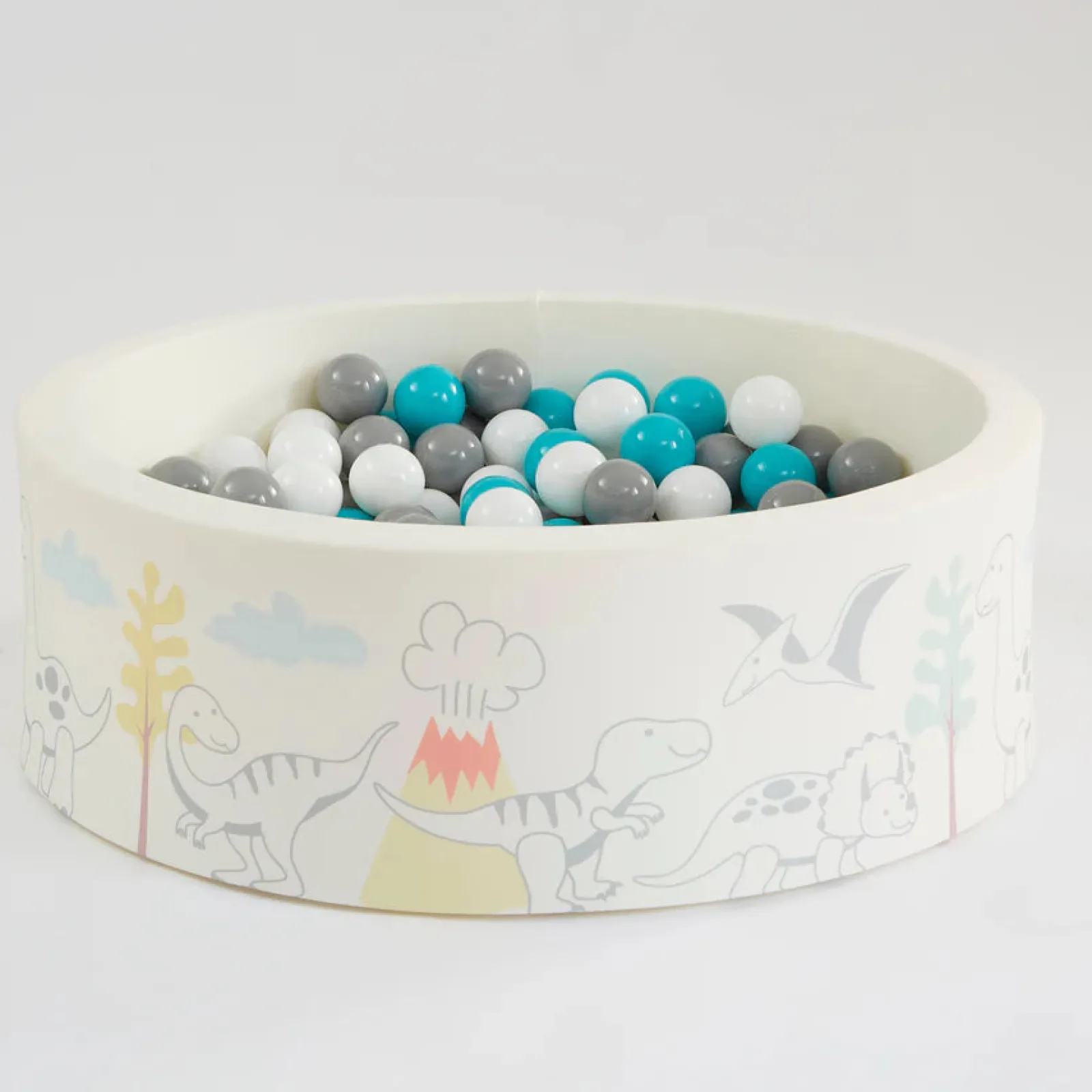 Kinder Little Helper Montessori Ballgrube | Bällebad | Dicke Innenbodenmatte | 200 KOSTENLOSE Bälle | 90 x 90 x 30 cm | Dinosaurier