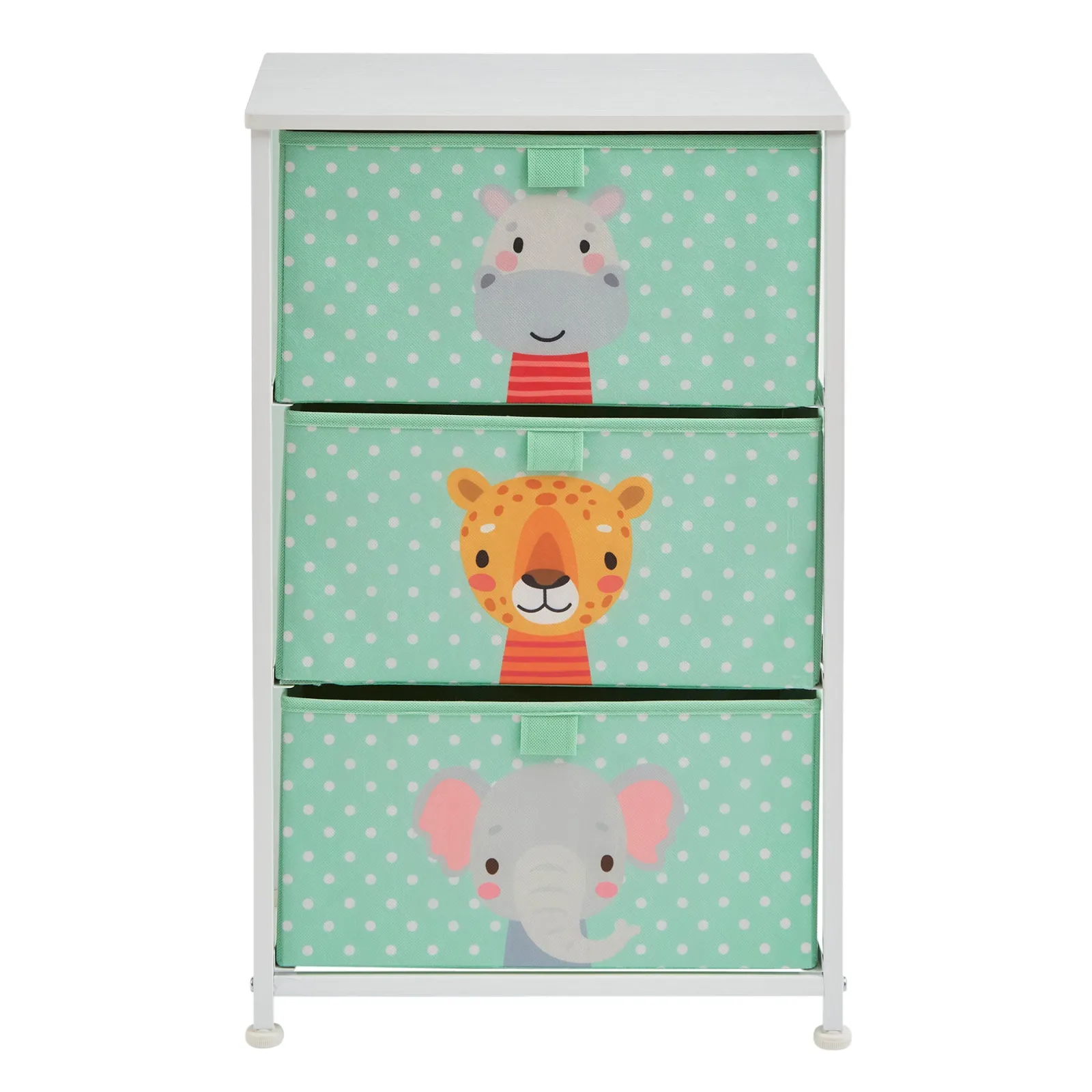 Kinder Little Helper Montessori Dschungelsafari Spielzeugaufbewahrung mit Schubladen | Nachttisch für Kinder | 73 x 45 x 30 cm