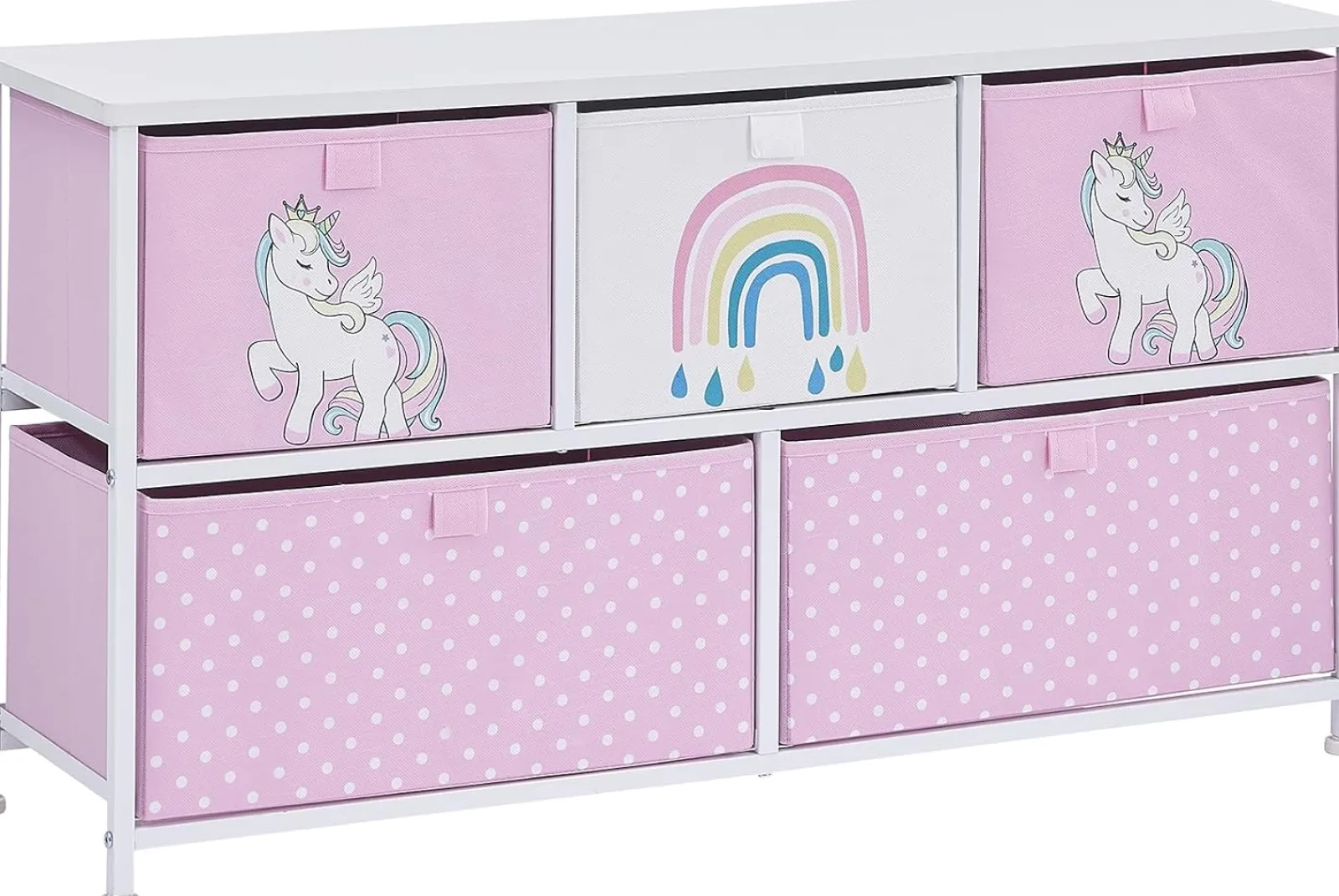 Kinder Little Helper Montessori Einhorn Große Spielzeugaufbewahrung mit Schubladen | 1 m breit x 55 cm hoch | 2 Jahre+